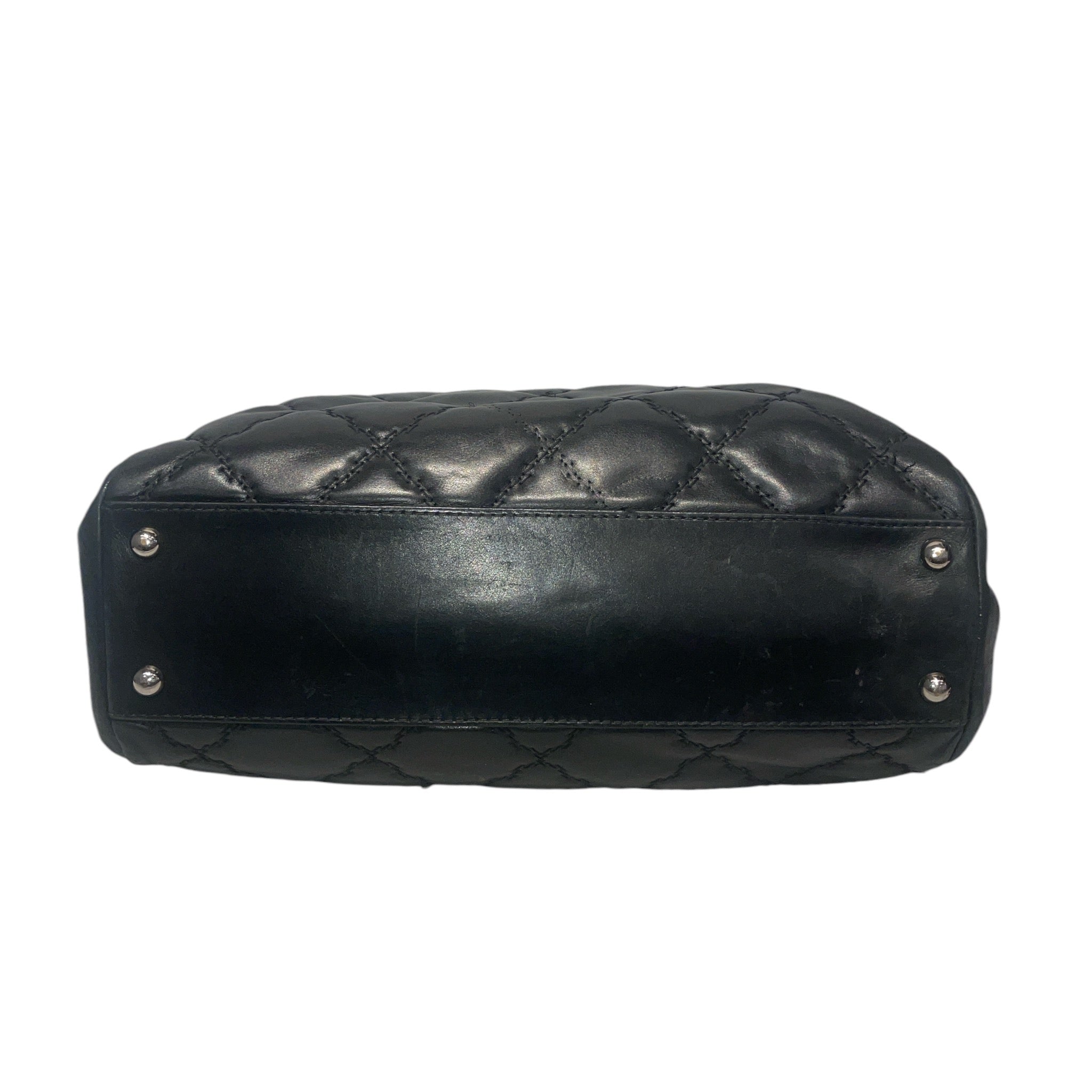 CHANEL/Hand Bag/Leather/BLK/Double Stitch Hampton Flap view 5