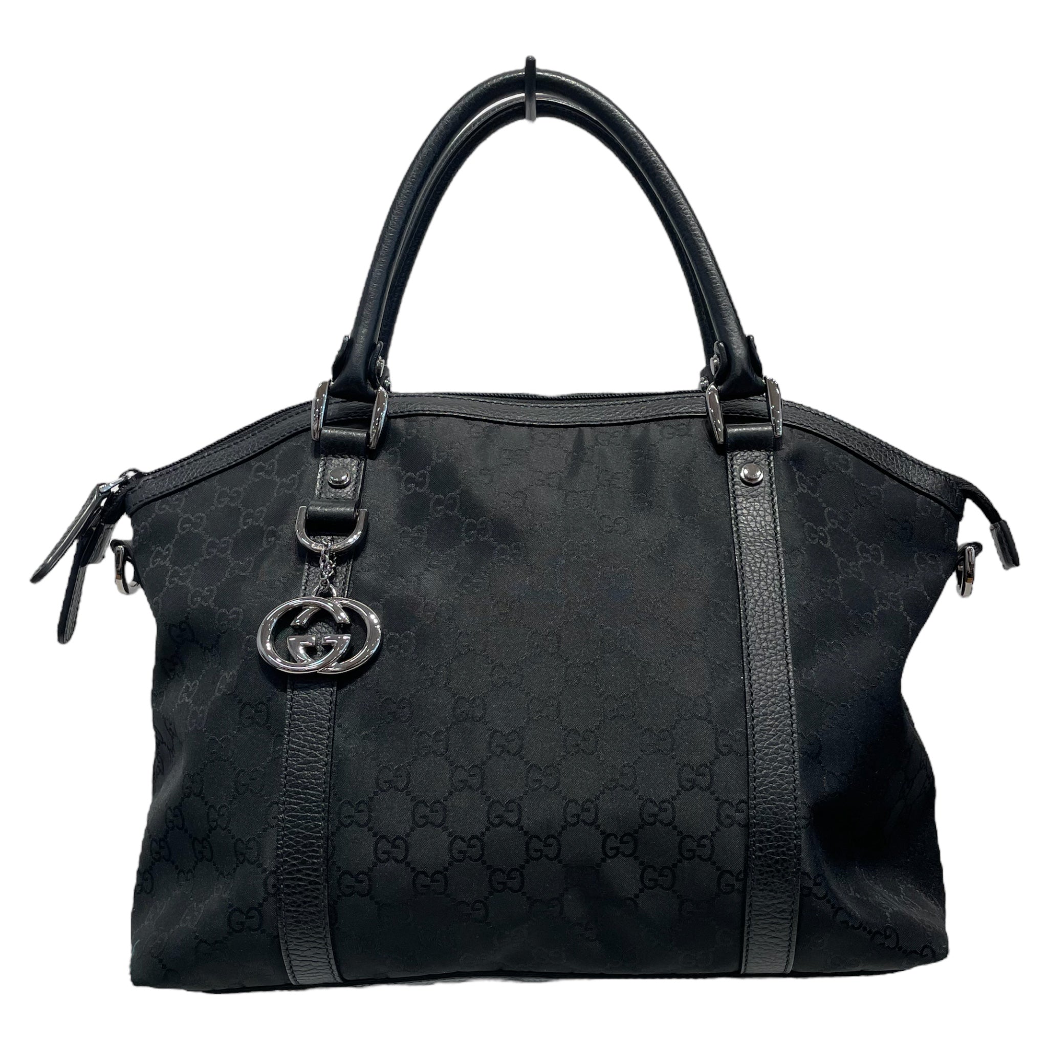 GUCCI/Hand Bag/M/Border/Nylon/BLK/DOME view 1