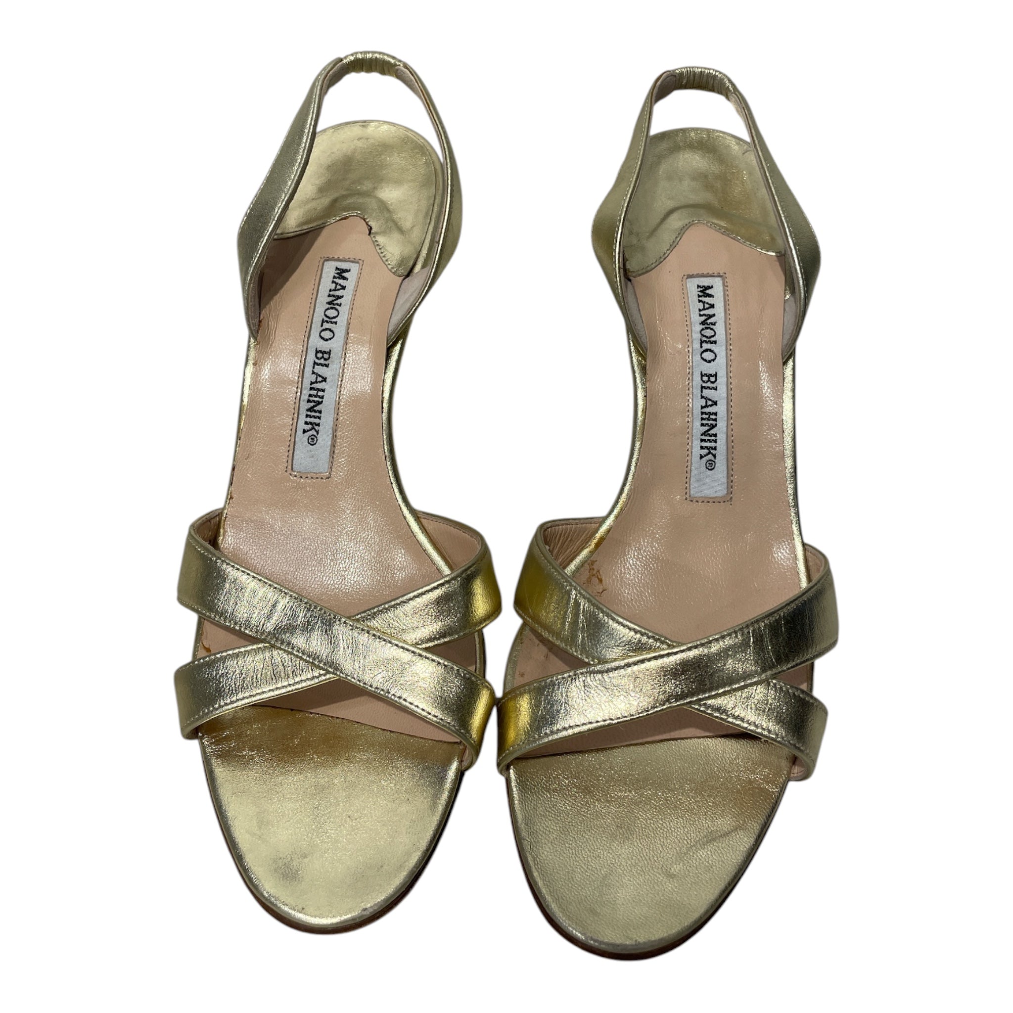 MANOLO BLAHNIK/Heels/EU 35.5/Leather/GLD/SLINGBACK view 3