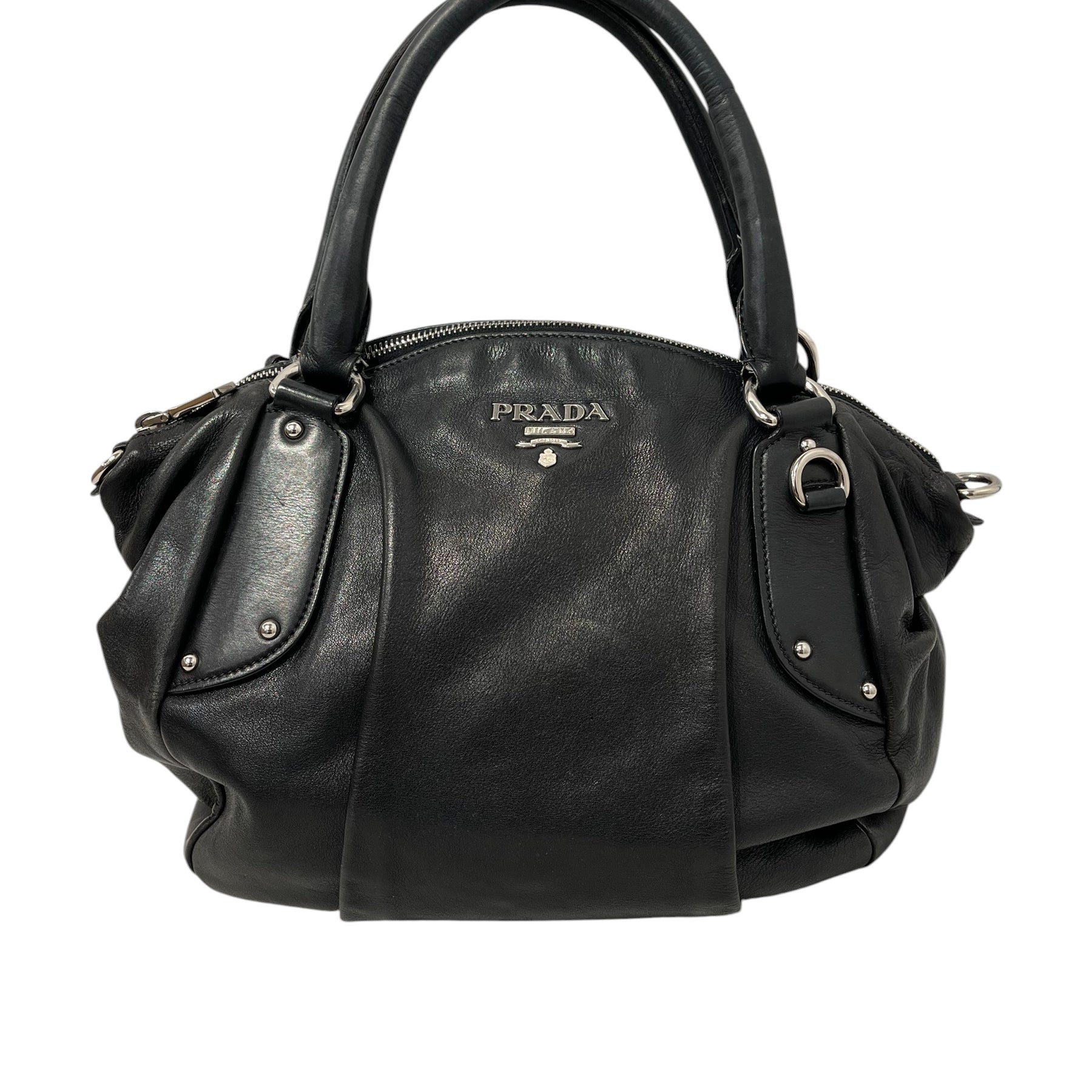 PRADA/Bag/Leather/BLK/LEATHER BOWLER BAG