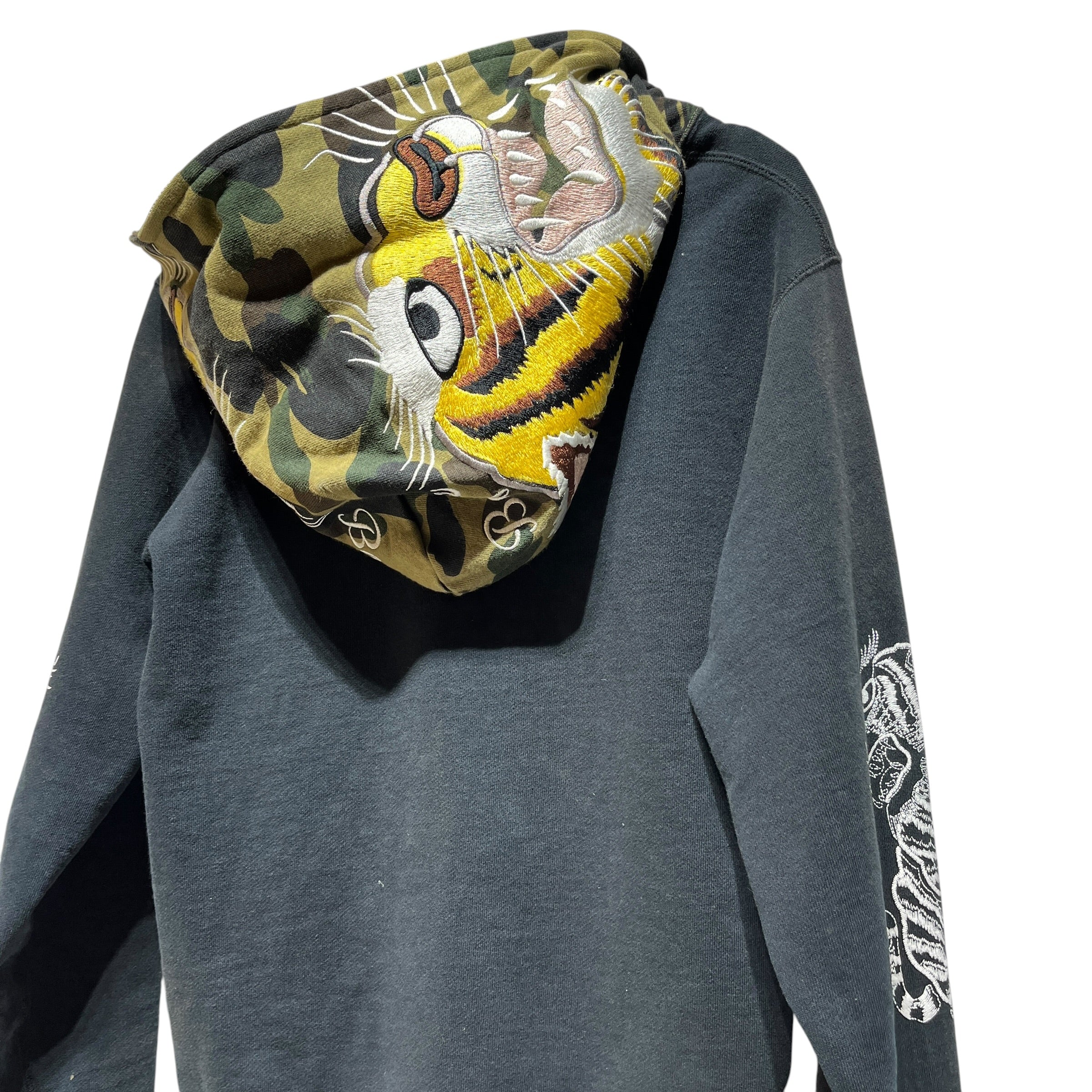 A BATHING APE/Zip Up Hoodie/S/Cotton/BLK/tiger graphic on hood view 5