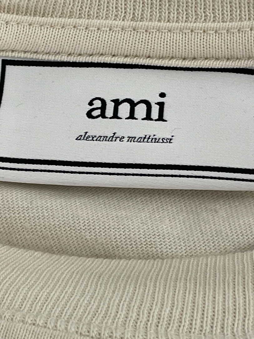 AMI PARIS/T-Shirt/M/Cotton/CRM/a logo view 3