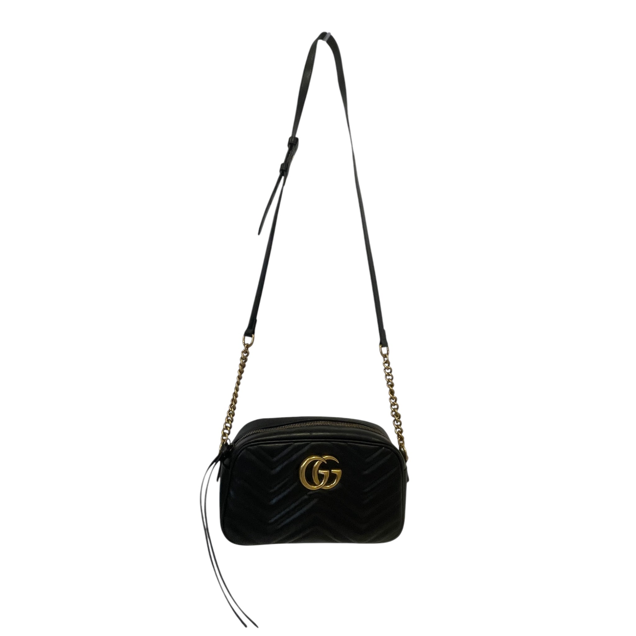 GUCCI/Cross Body Bag/Leather/BLK/Marmont Bag view 1