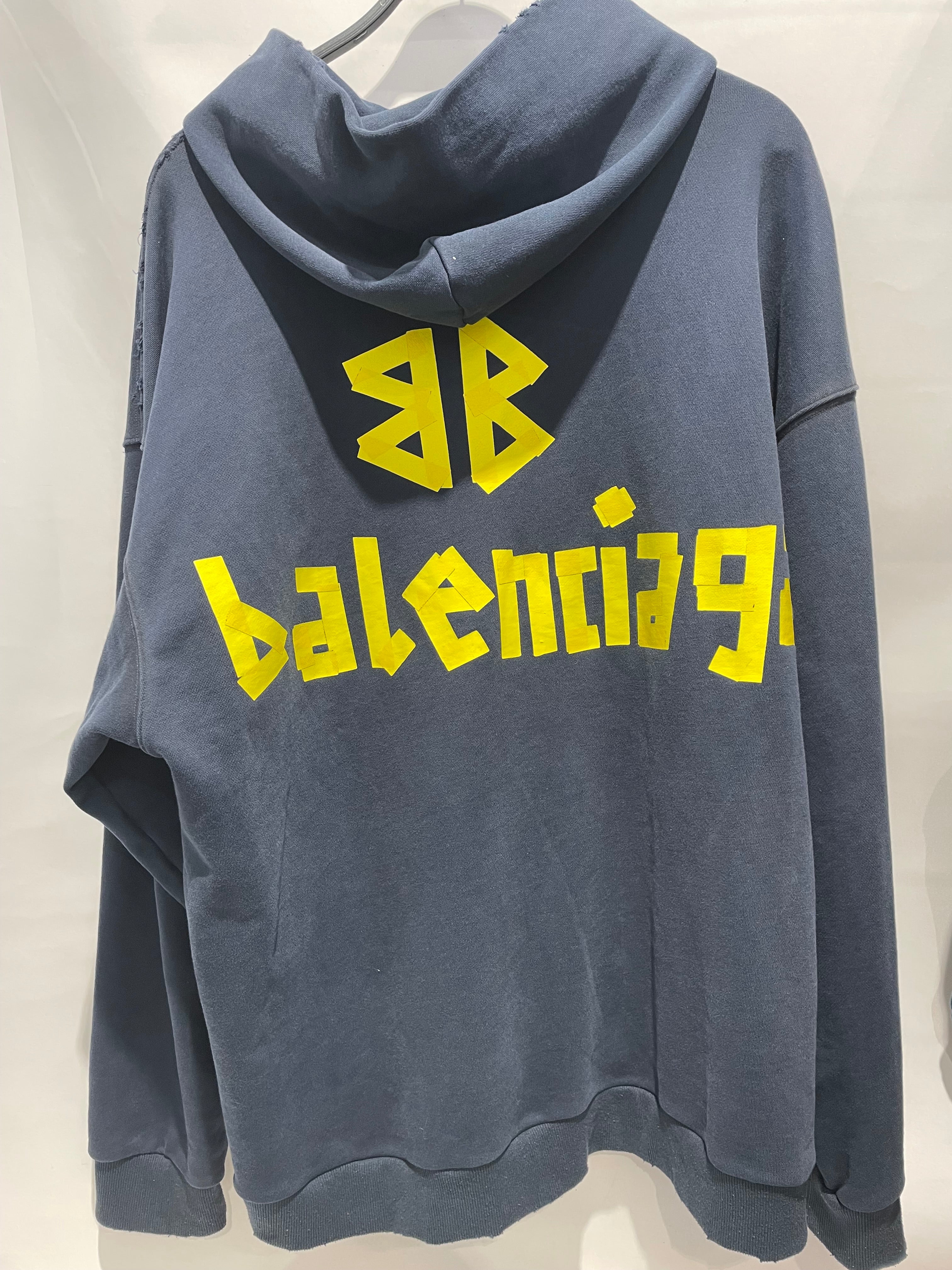 BALENCIAGA/Hoodie/L/Graphic/Cotton/NVY/Tape Type Ripped Pocket view 2