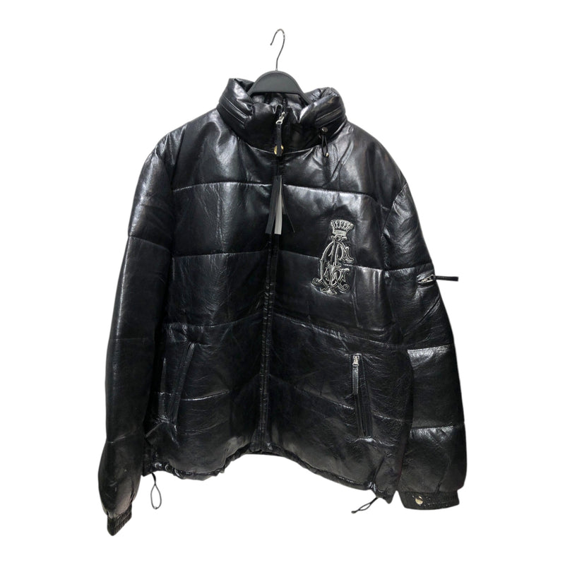 Christian Audigier/Puffer Jkt/XL/Leather/BLK/