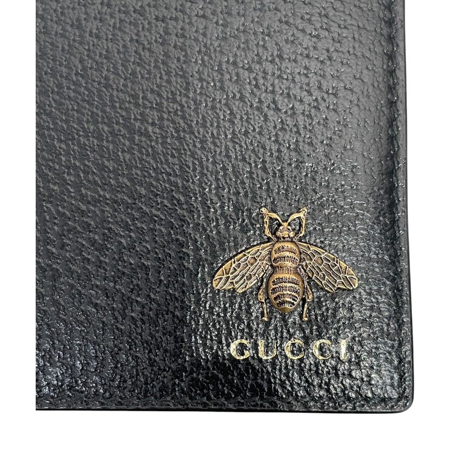 GUCCI/Bifold Wallet/Leather/BLK/M's/Animalier Gold Bee view 4