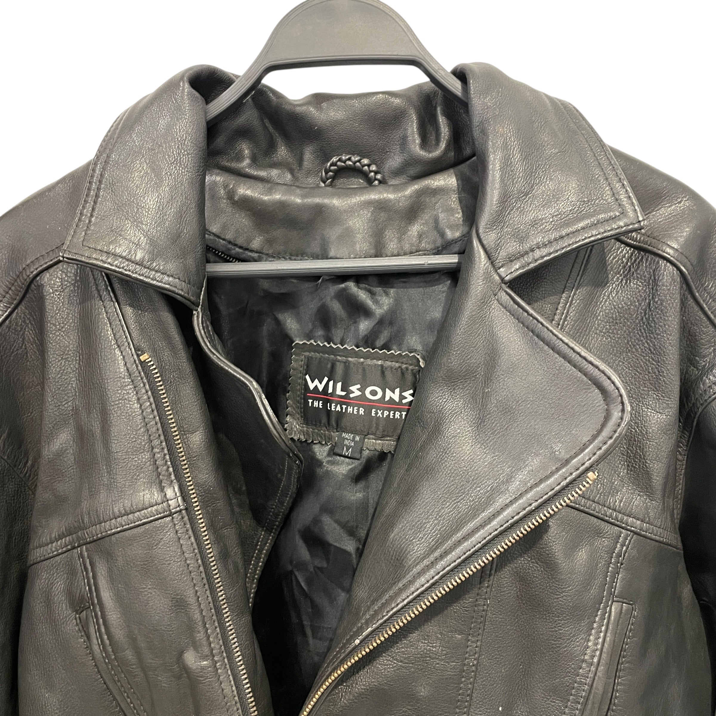 Wilsons Leather/Riders Jkt (S)/M/Leather/BLK/MOTORCYCLE SIDE ZIP view 2
