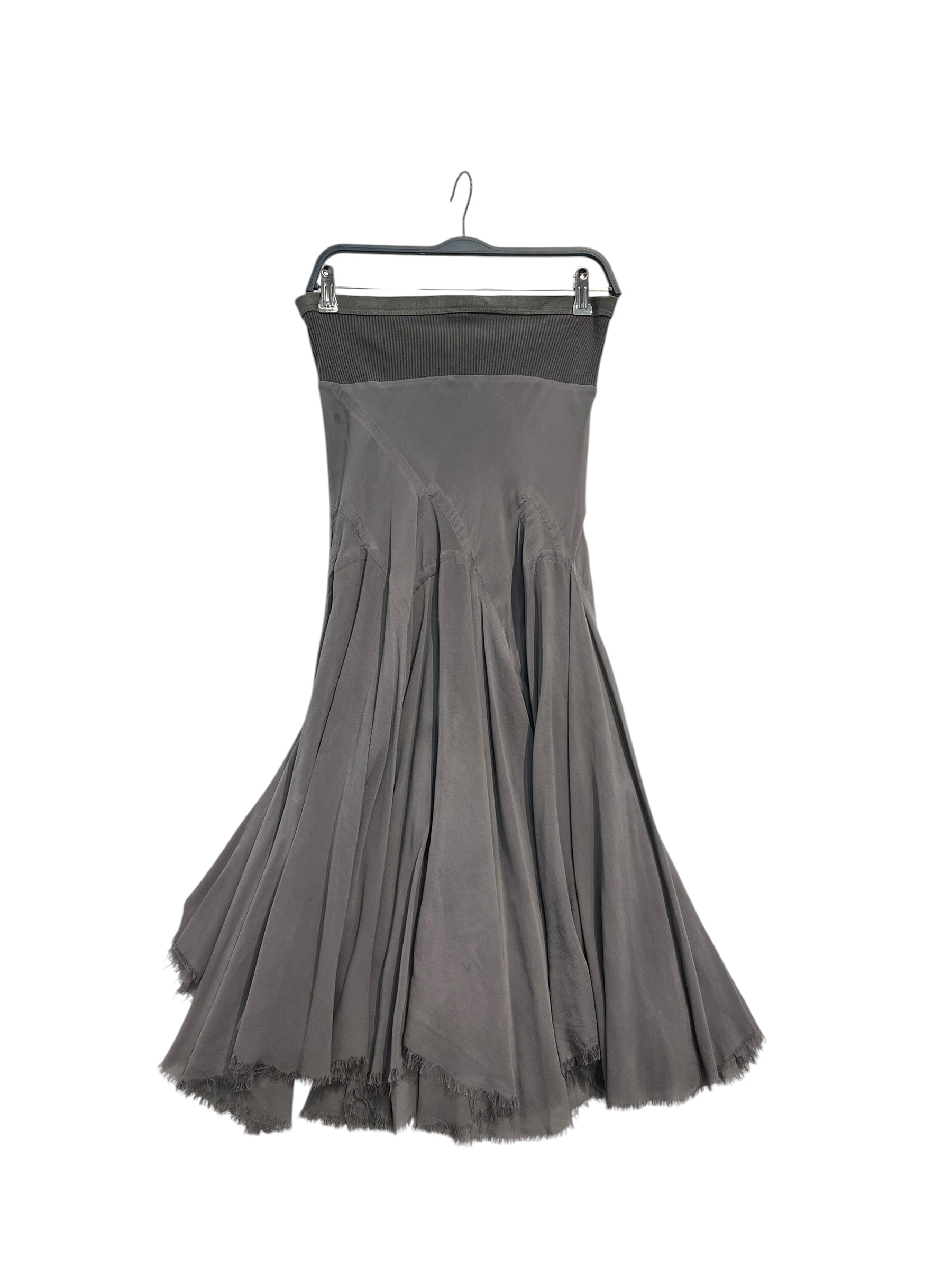 Rick Owens/Long Skirt/6/Silk/GRY/Maxi Length/WISHBONE SKIRT view 1
