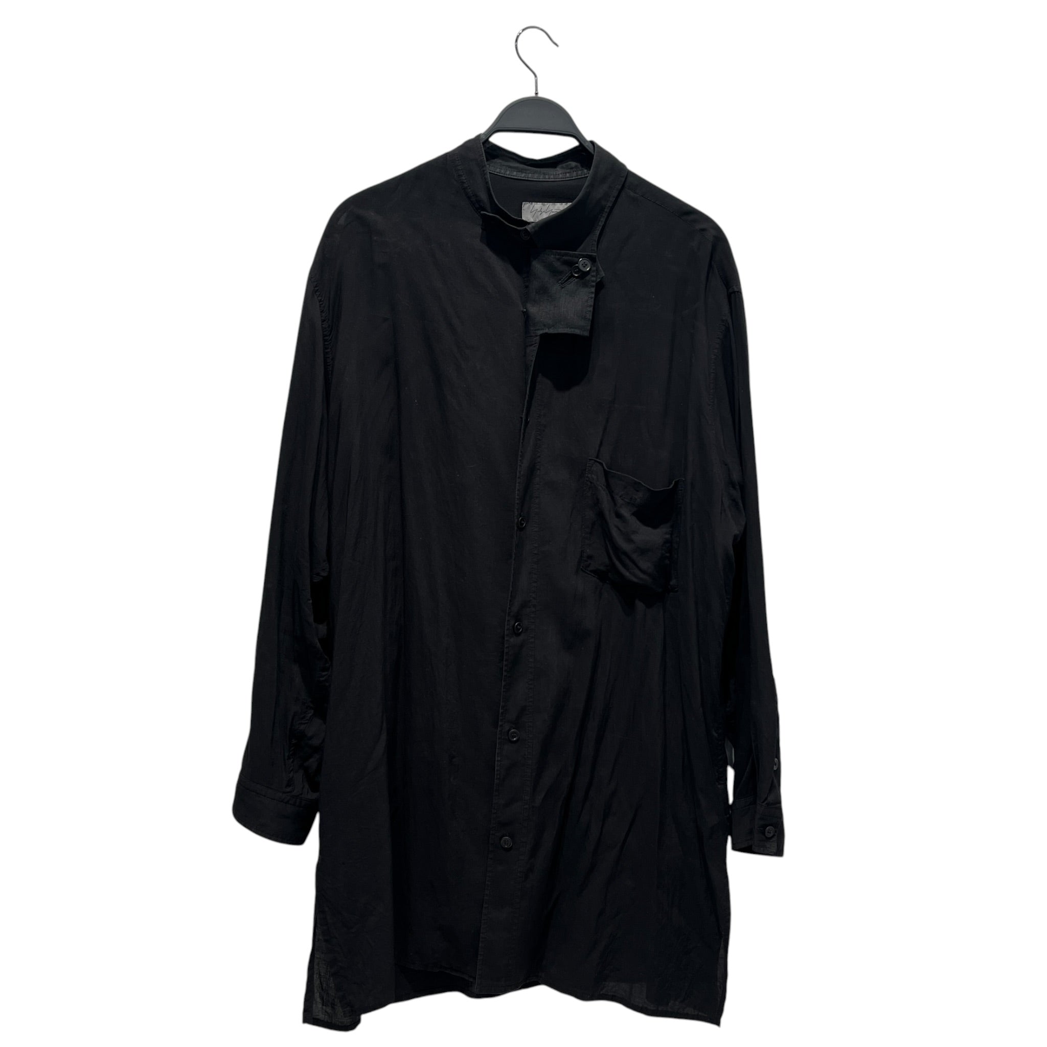 yohji yamamoto POUR HOMME/LS Shirt/3/Cotton/BLK/ASYMMETRICAL COLLAR/LONG view 1