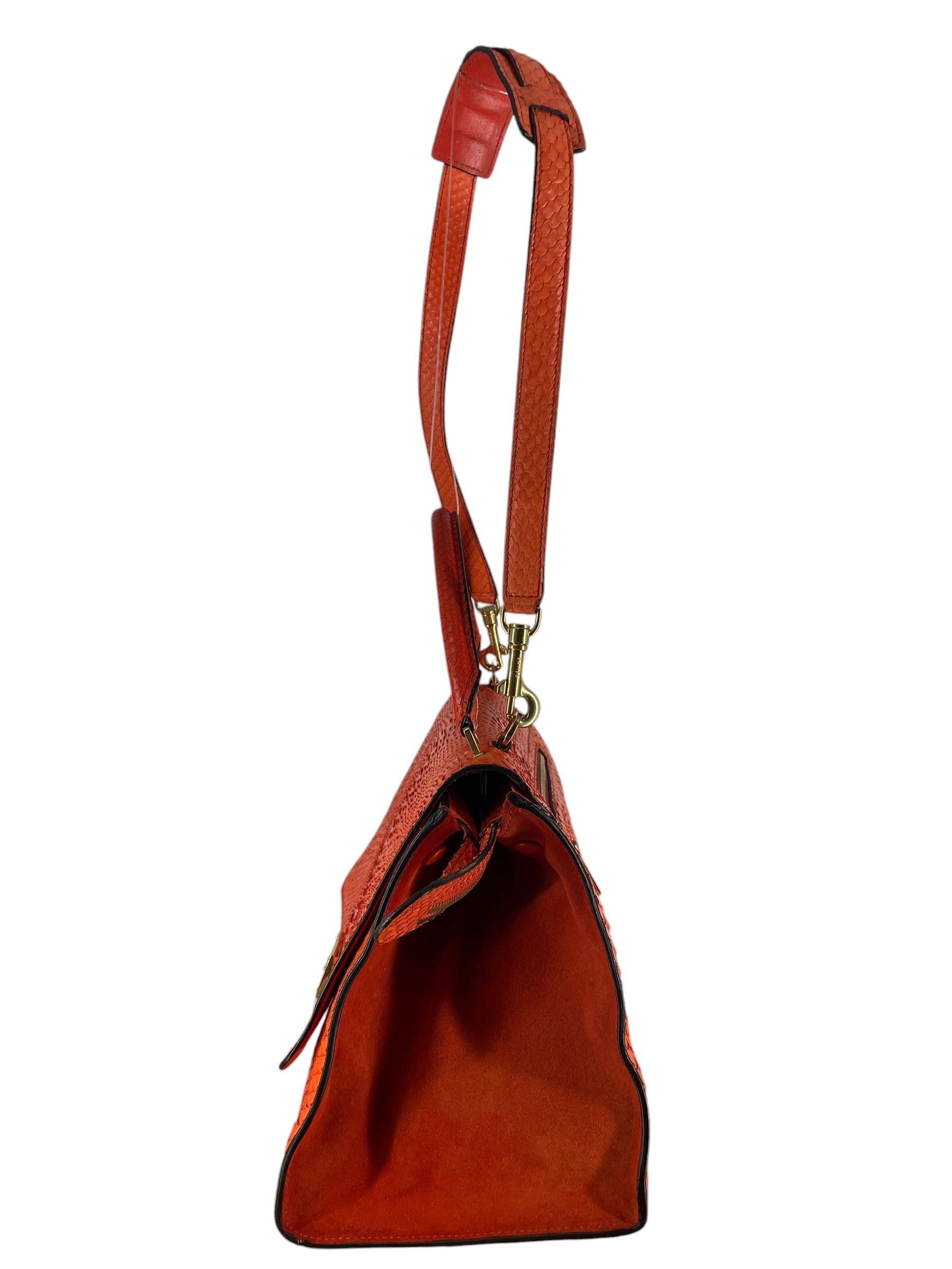 CELINE/Bag/Animal Pattern/Leather/ORN/BRIGHT ORANGE SNAKESKIN BAG view 2