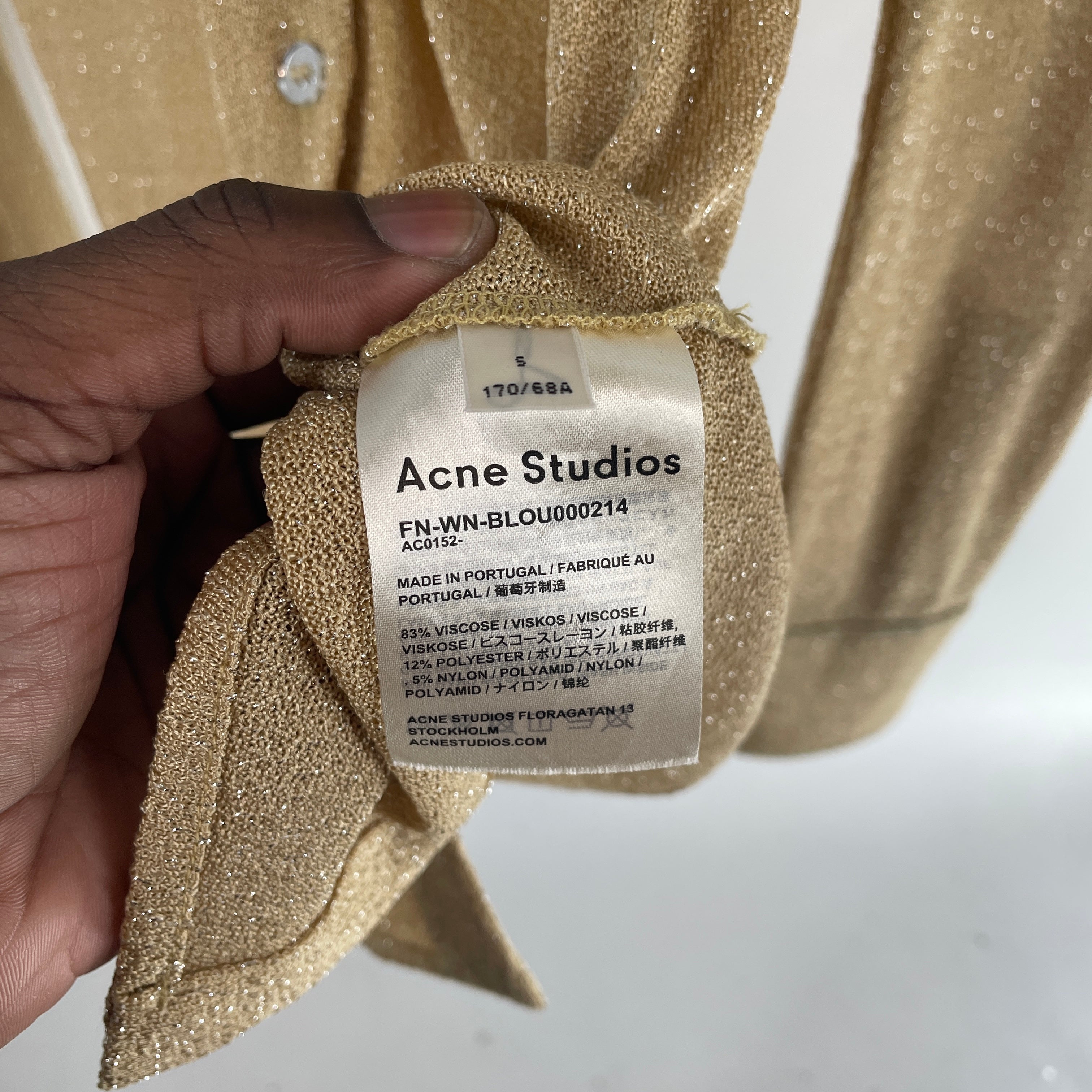 Acne Studios/LS Blouse/S/Plaid/Rayon/GLD/GREEN TRIM GLITTER WEAVE view 3