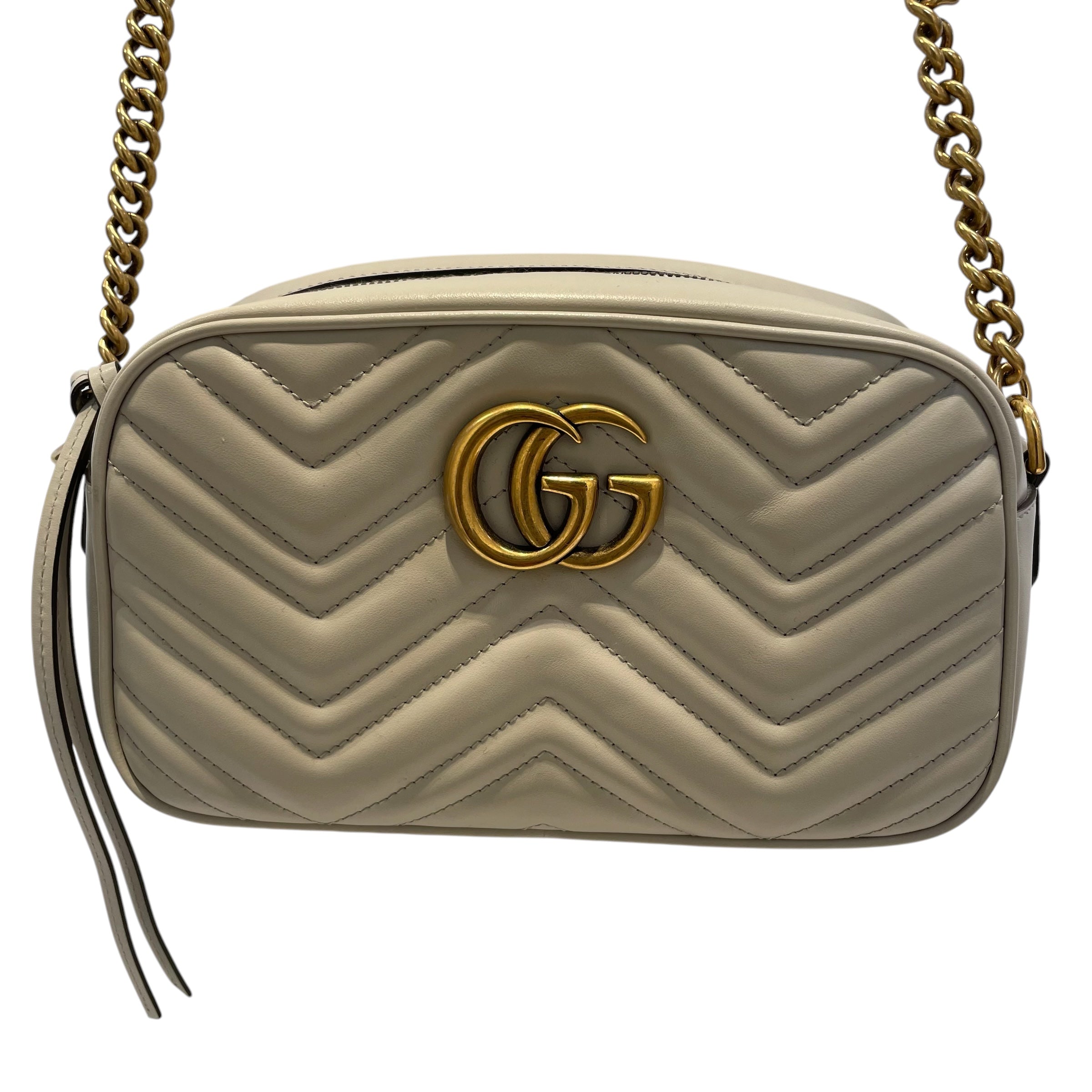 GUCCI/Cross Body Bag/Leather/WHT/GG Marmont Quilted Bag view 3