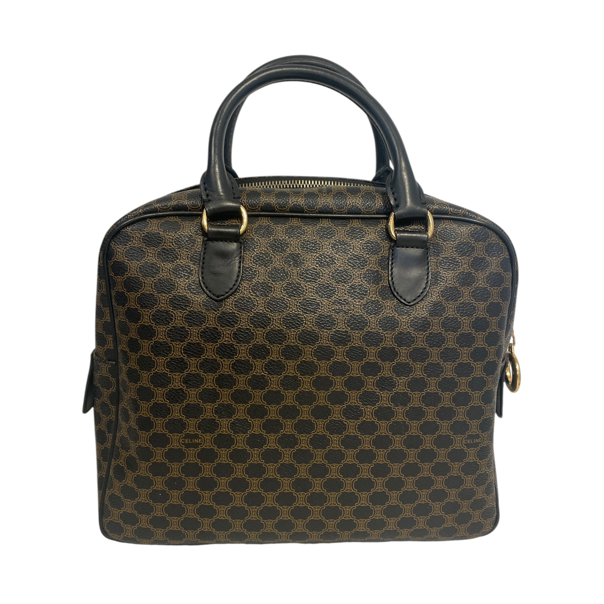 CELINE/Boston Bag/Monogram/Leather/BRW/VTG MACADAM BOSTON BAG view 1