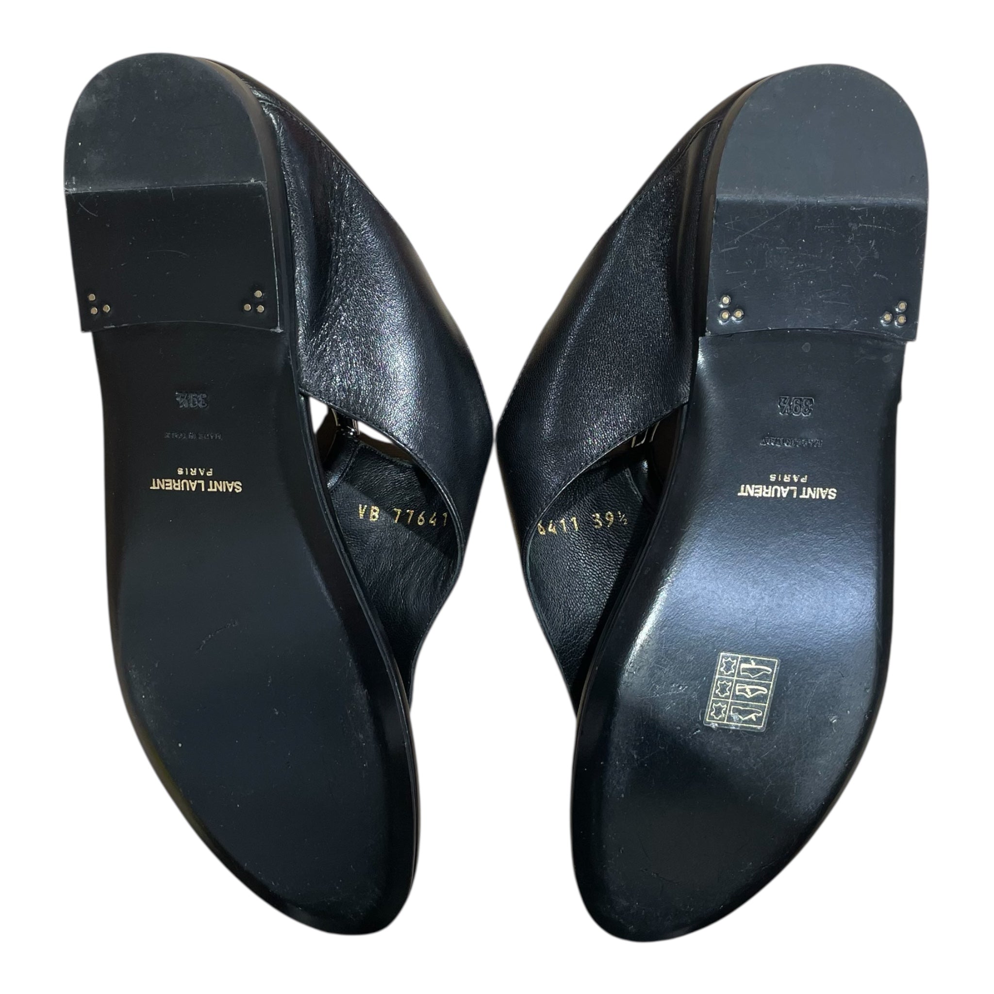 SAINT LAURENT/Sandals/EU 39.5/Leather/BLK/SILVER CIRCLE HARDWARE view 6
