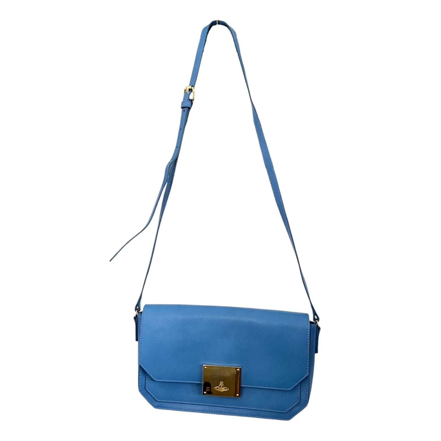 Vivienne Westwood/Hand Bag/Leather/BLU/blue hang bag gold hardware view 1