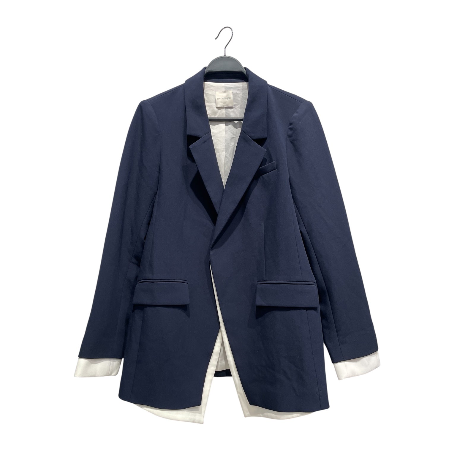 FAVORITE DAUGHTER /Tailored Jkt/M/L/Polyester/NVY/Navy Blue Blazer White Lining view 1