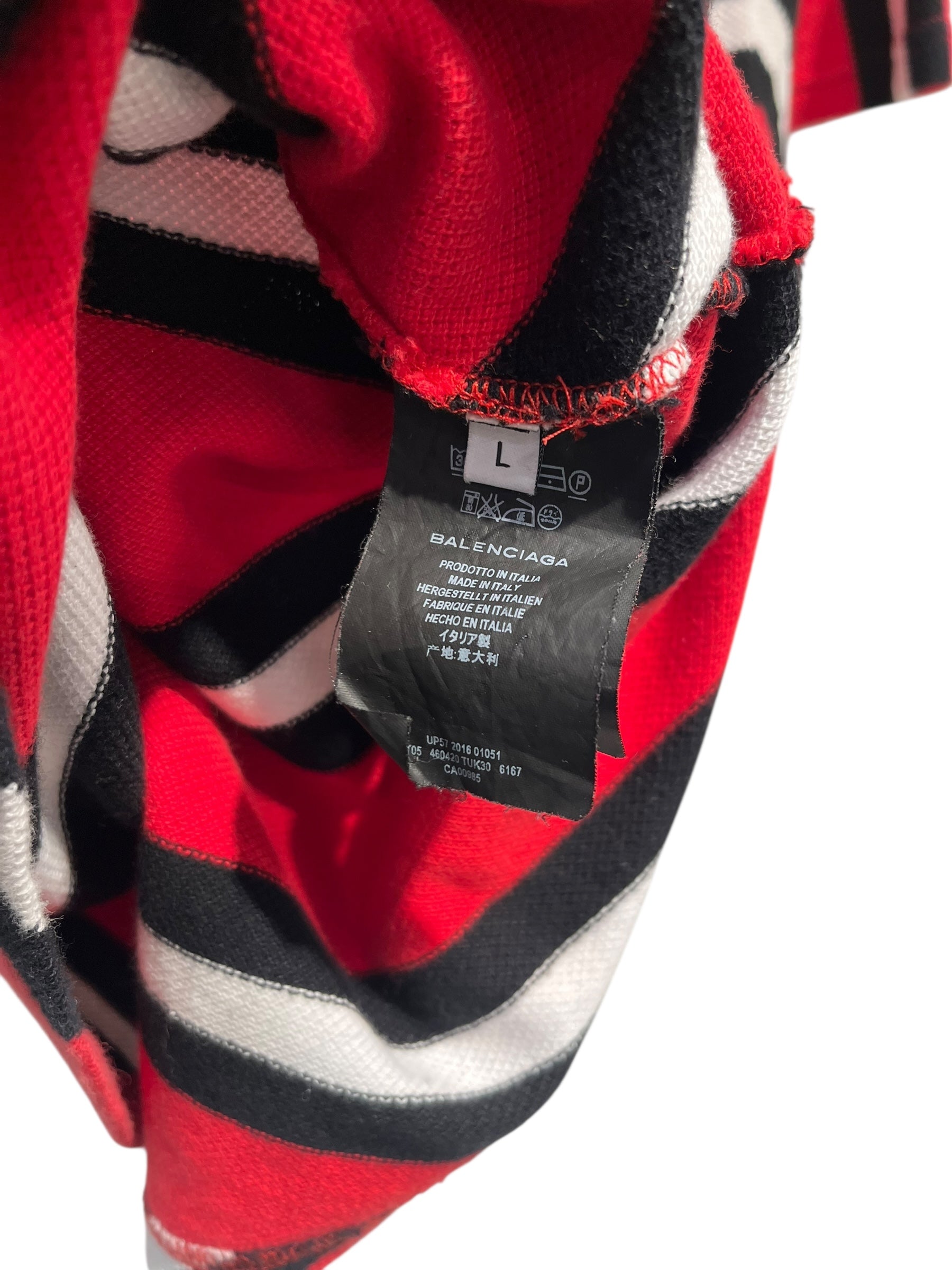 BALENCIAGA/Polo Shirt/L/Cotton/RED/Stripe/2016 POLO view 7