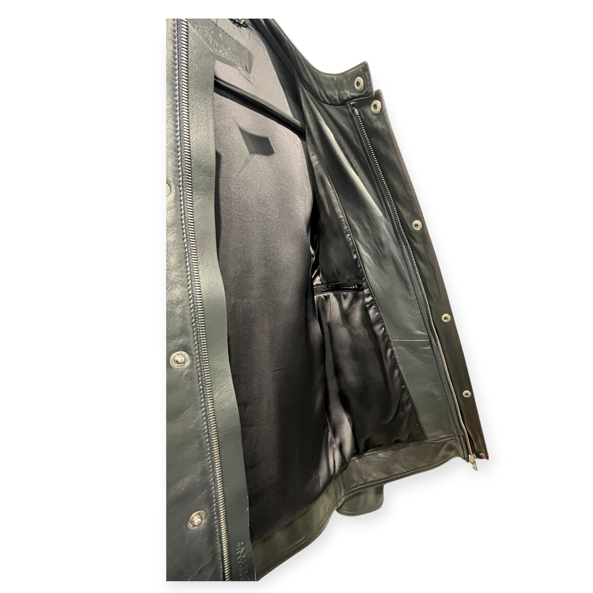 DOLCE&GABBANA/Leather Jkt/Lambskin/BLK/SILK LINED CAFE RACER view 3