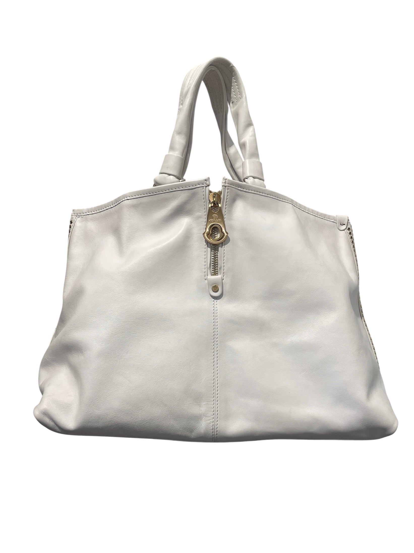 MONCLER/Bag/Leather/WHT/AMELIE TOTE GOLD ZIP STUDS view 2