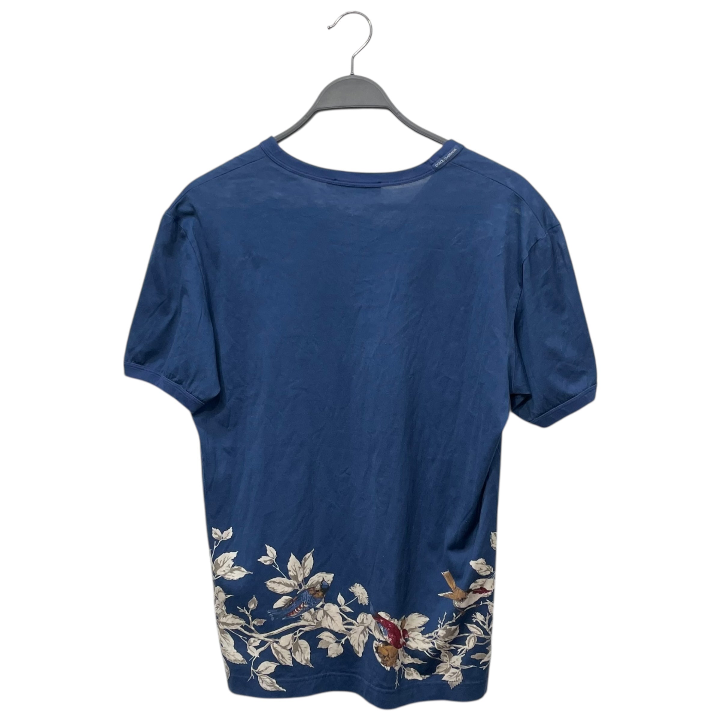 DOLCE&GABBANA/T-Shirt/50/Cotton/BLU/Floral Pattern/BIRDS V NECK view 2
