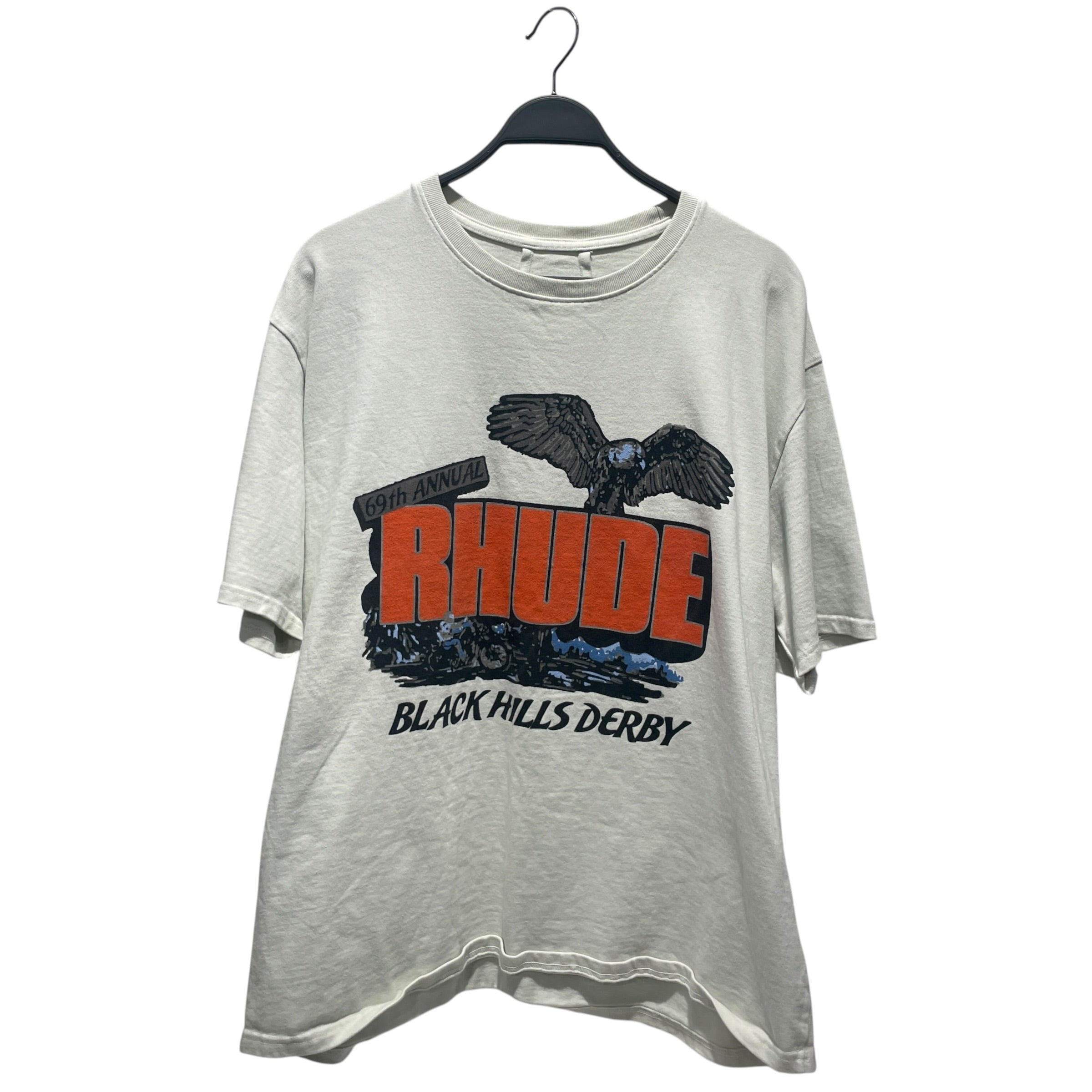 RHUDE/T-Shirt/XL/Cotton/CRM/BLACK HILLS DERBY view 1
