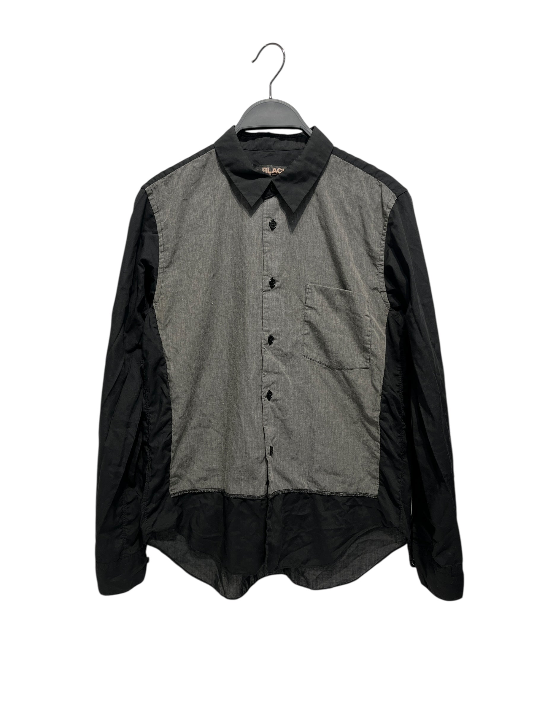 BLACK COMME des GARCONS/LS Shirt/S/Cotton/BLK/GRAY AND BLACK BUTTON UP SHIRT view 1