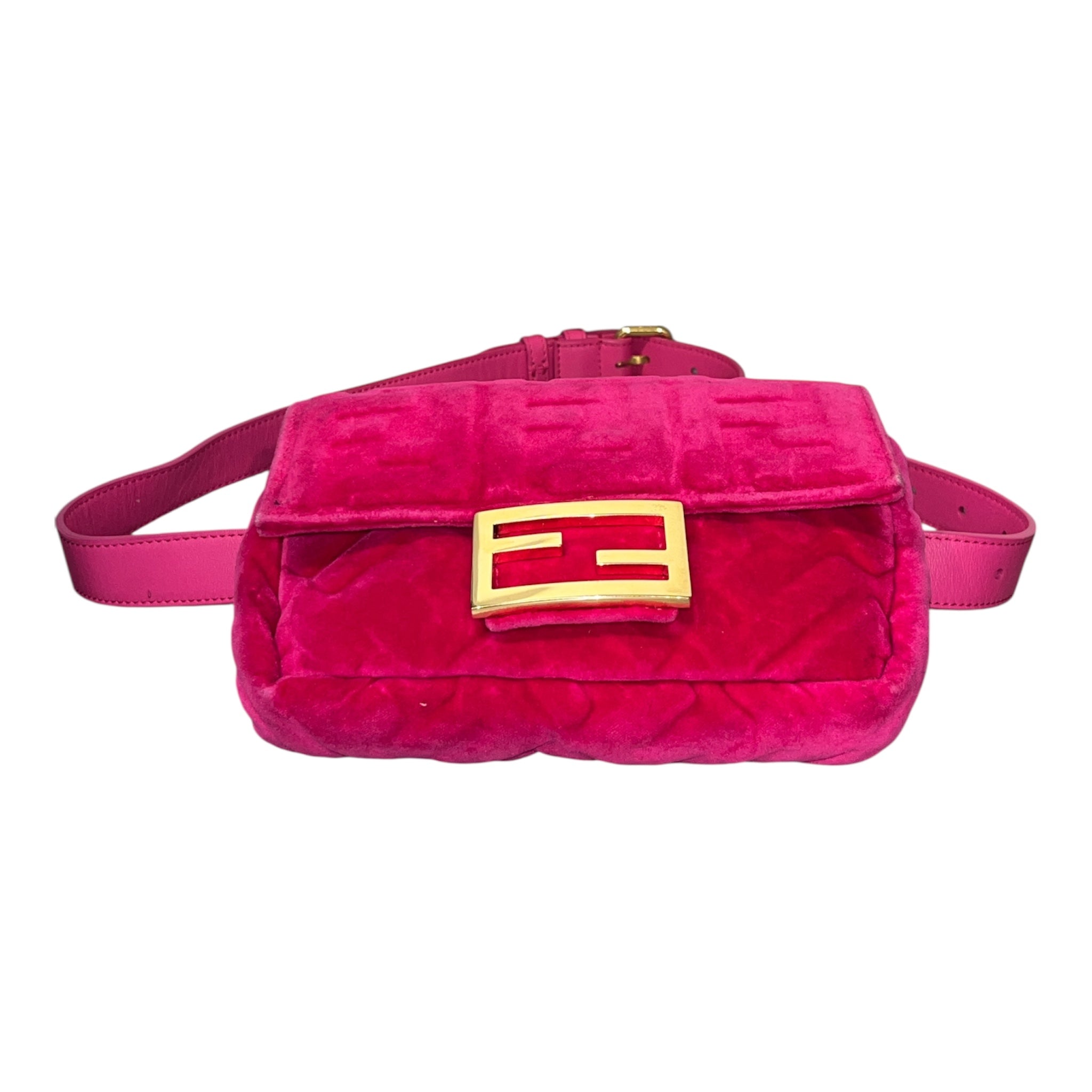 FENDI/Fanny Pack/Velour/PNK/2019 GLD LOGO ON FRONT view 3