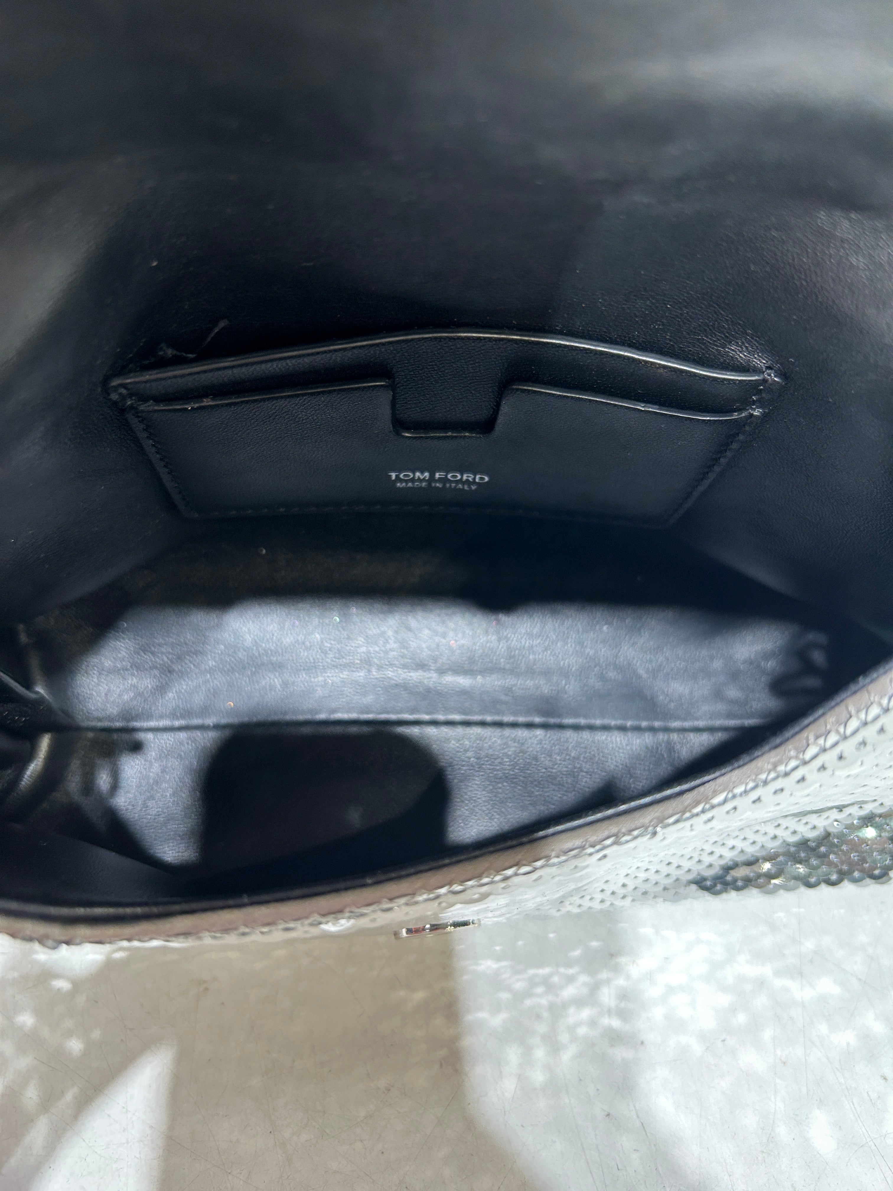 TOM FORD/Hand Bag/S/Glitter/Leather/SLV/SEQUINS/BLACK LEATHER PATCH view 5