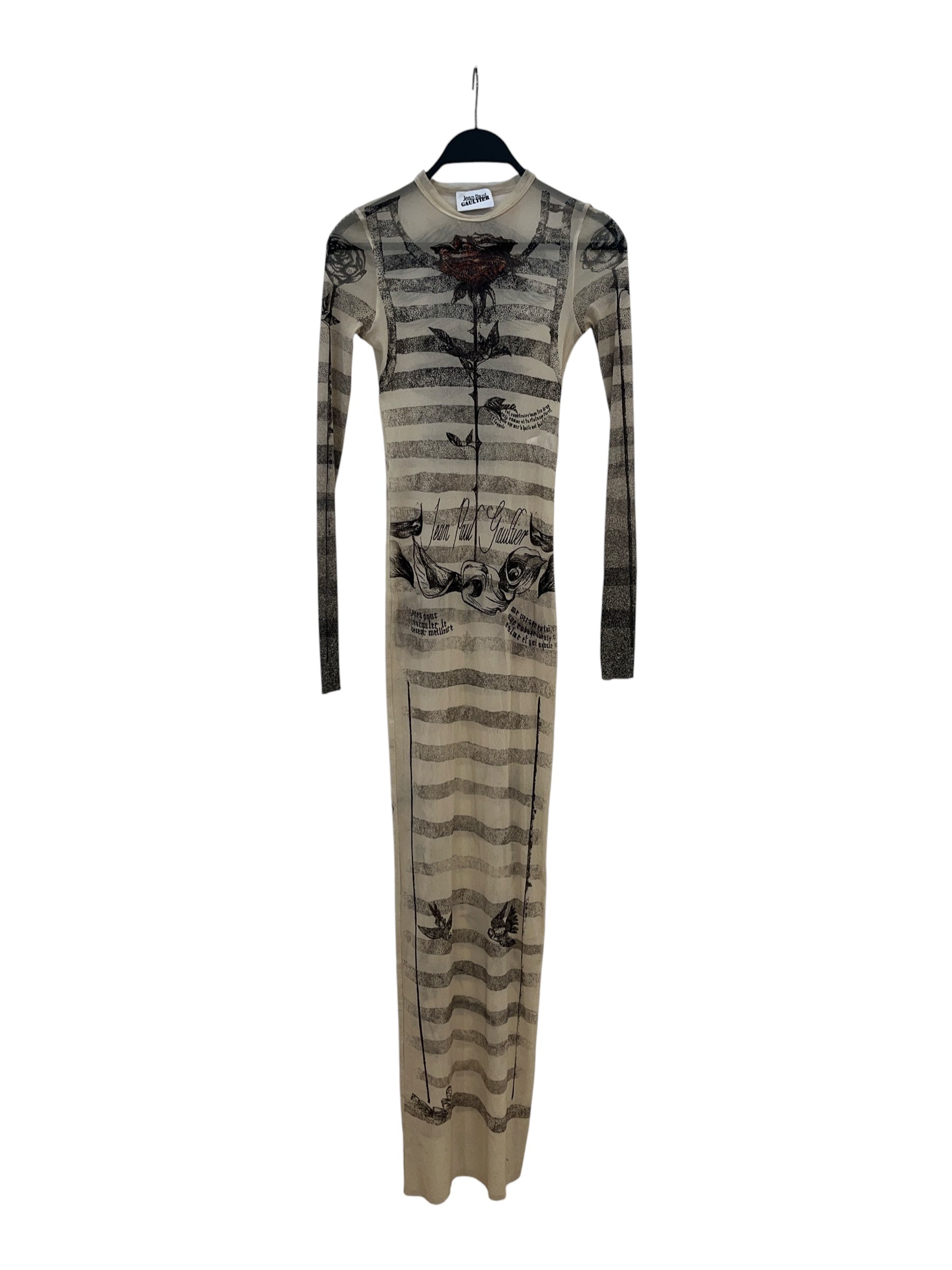 Jean Paul Gaultier/LS Dress/XS/All Over Print/Polyester/BEG/Midi Length/ view 1