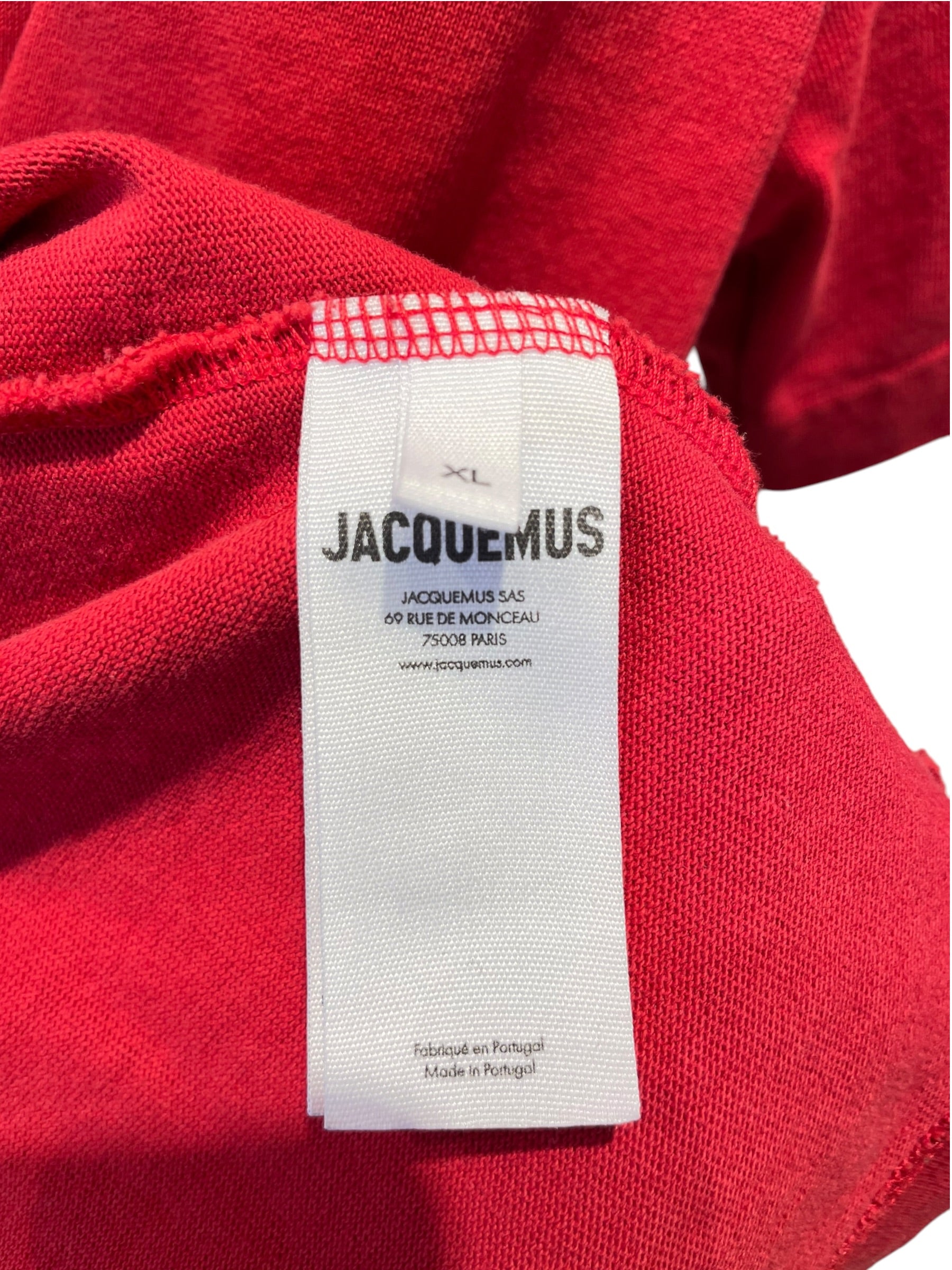 JACQUEMUS/T-Shirt/XL/Cotton/RED/EMBROIDED LOGO TEE view 3
