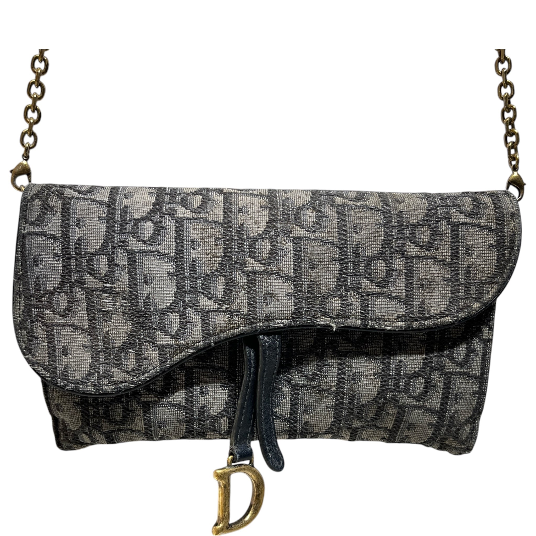 Christian Dior/Necklace/Canvas/GRY/Saddle Bag Wallet view 1