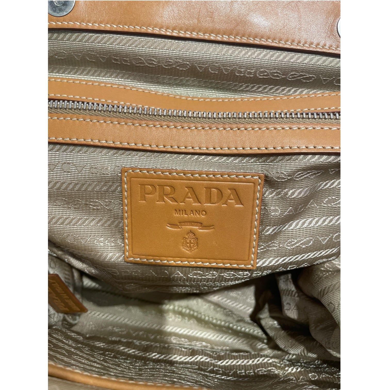 PRADA/Hand Bag/Tweed/BEG/Vitello-Trimmed Canapa Bag view 6
