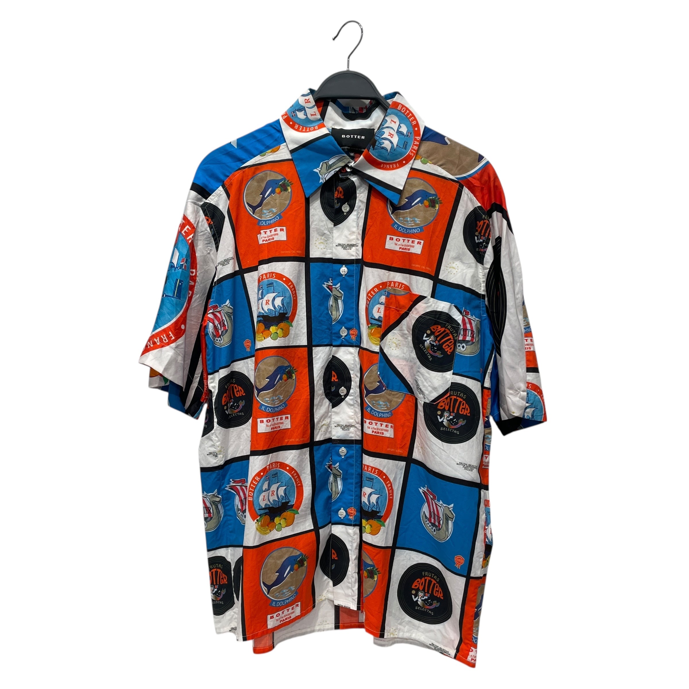BOTTER/SS Shirt/46/Cotton/MLT/All Over Print/RED BLUE PATTERNED SHIRT view 1