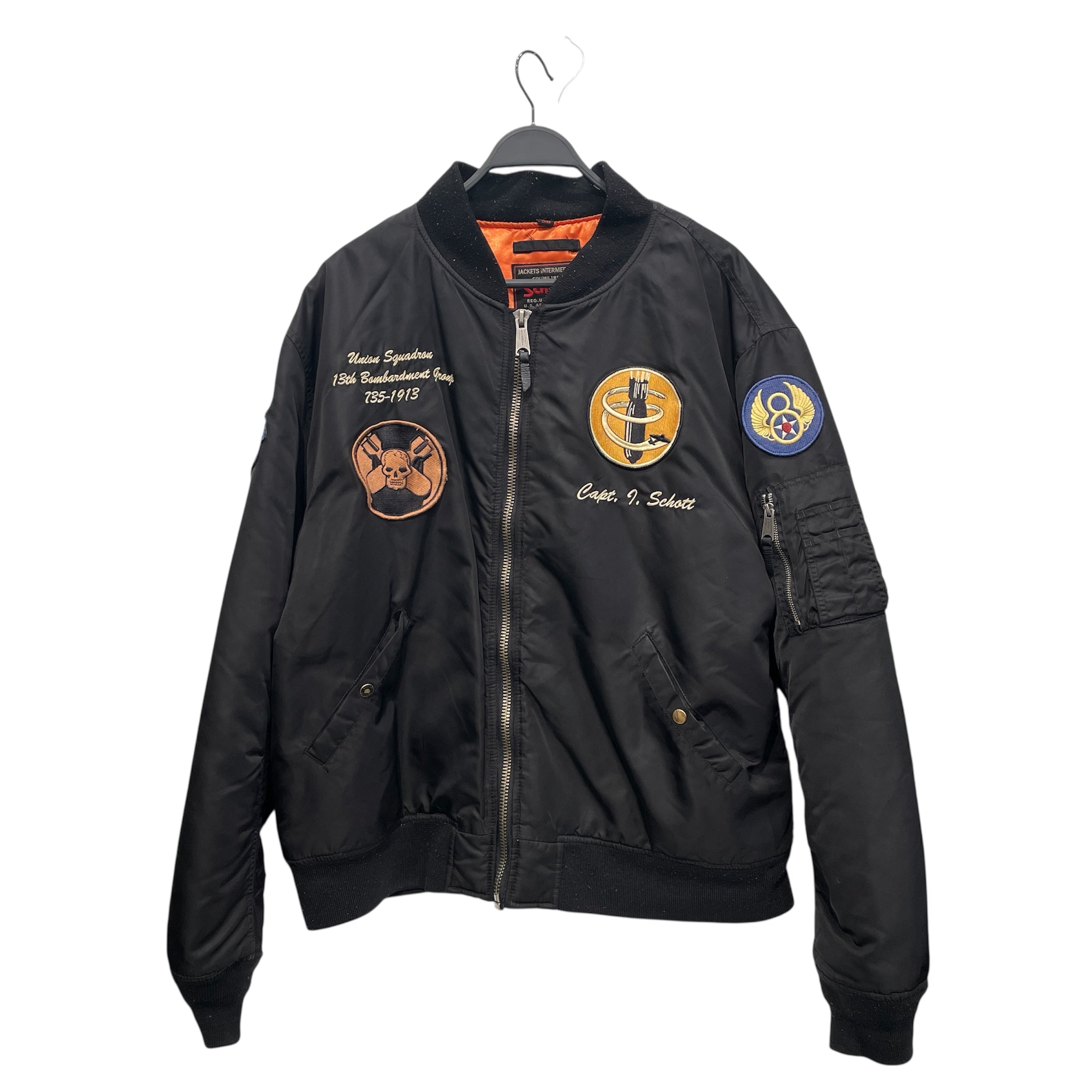 Schott/Flight Jkt/XXXL/Nylon/BLK/13TH BOMBARDMENT GROUP BACK view 1