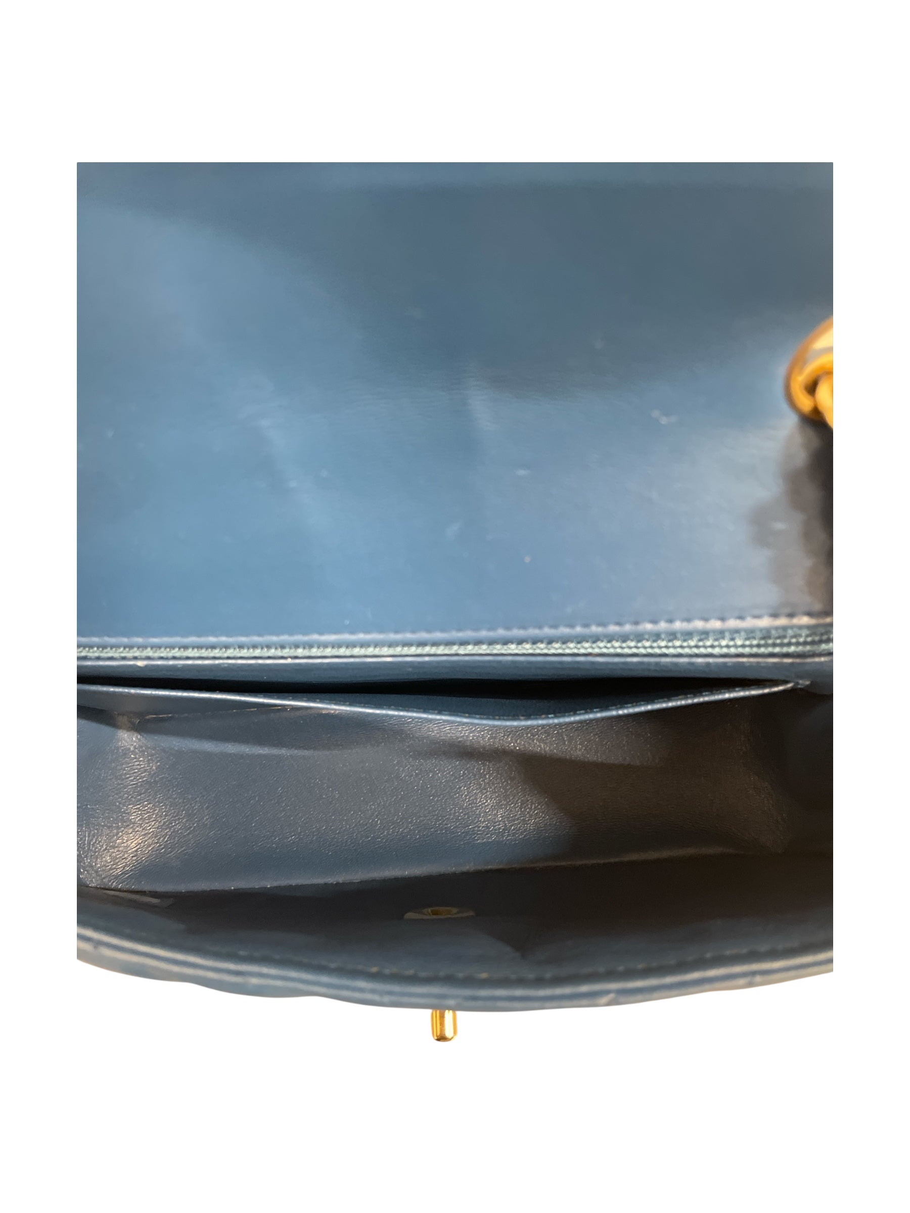 CHANEL/Cross Body Bag/Leather/BLU/mini chevron flap view 6