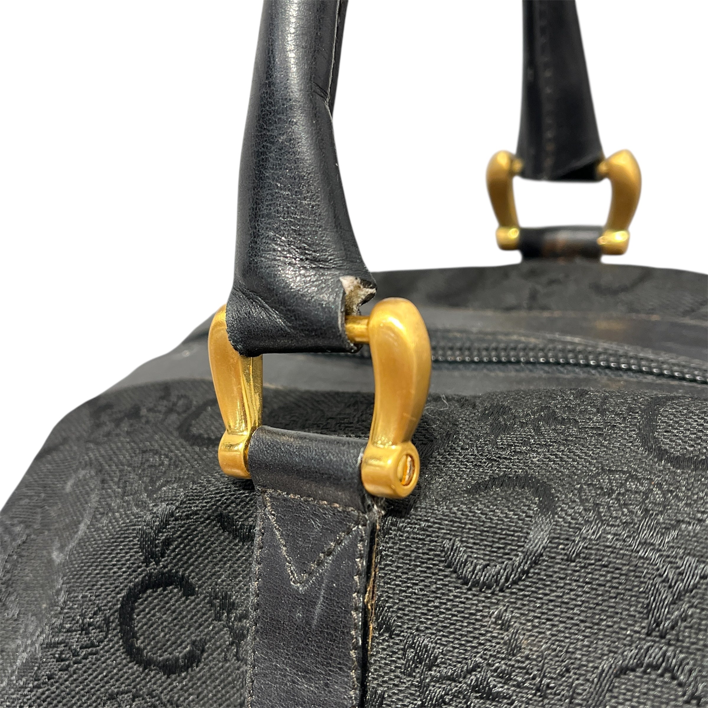 CELINE/Hand Bag/Monogram/Cotton/BLK/VINTAGE BOSTON BAG GOLD METAL view 6