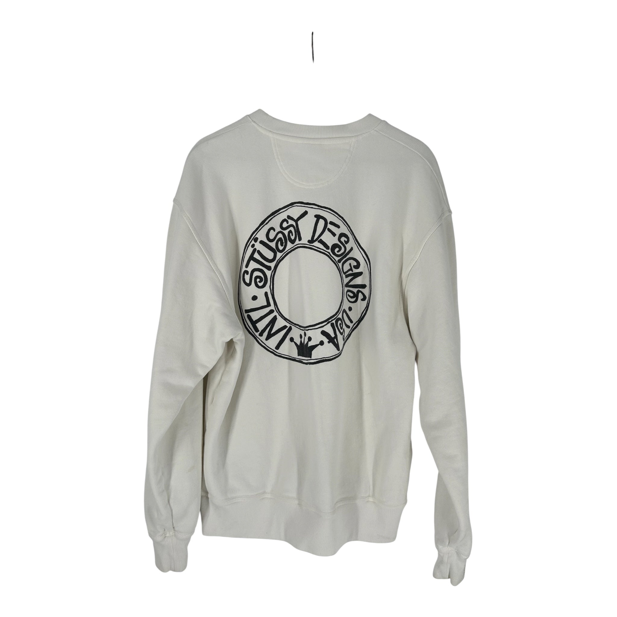 STUSSY/Sweater/L/Graphic/Cotton/WHT/STUSSY DESIGNS ON BACK view 2