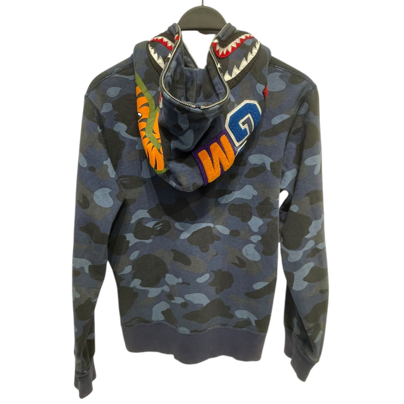 A BATHING APE/Zip Up Hoodie/M/Camouflage/Cotton/BLU/bape shark hoodie blu sz m