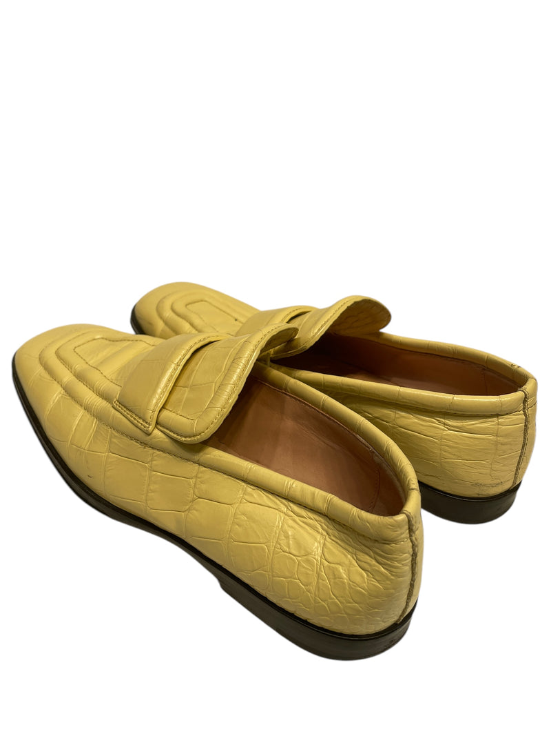 BOTTEGA VENETA/Loafers/EU 37.5/Animal Pattern/YEL/Bottega alligator laofer yello