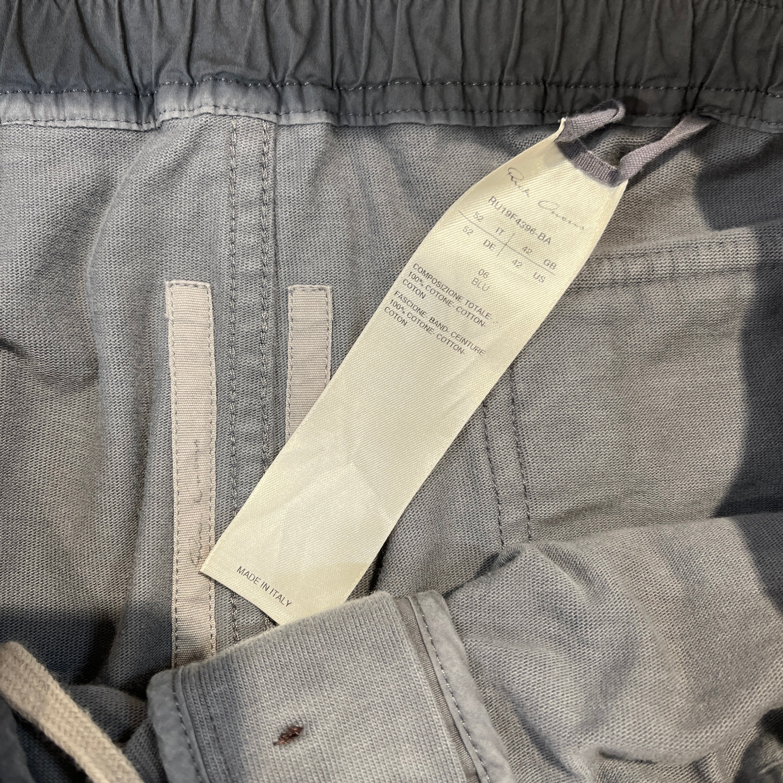 Rick Owens/Cargo Pants/42/Cotton/GRY/ribbed cuff view 3