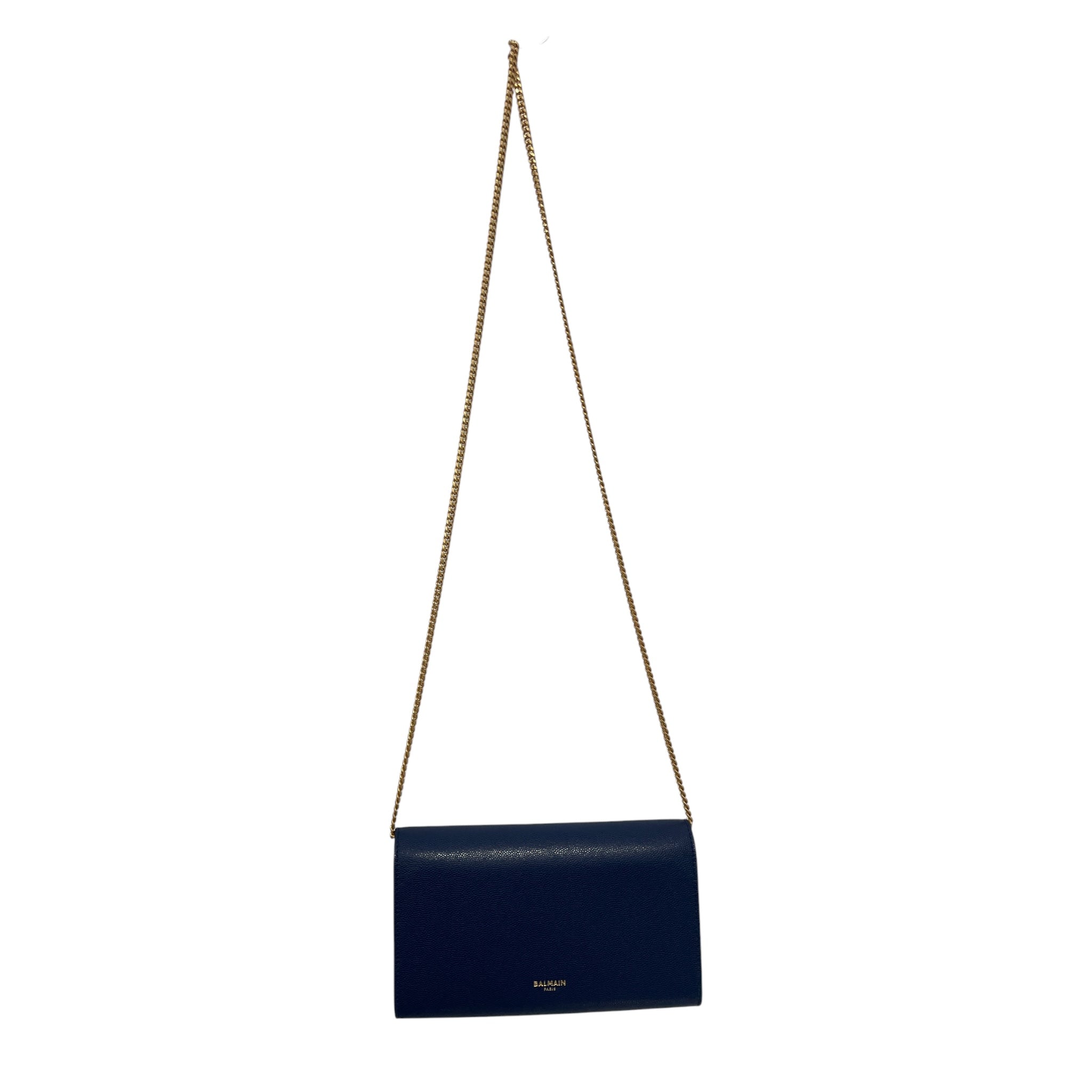 BALMAIN/Cross Body Bag/Leather/NVY/GOLD HARDWARE view 3