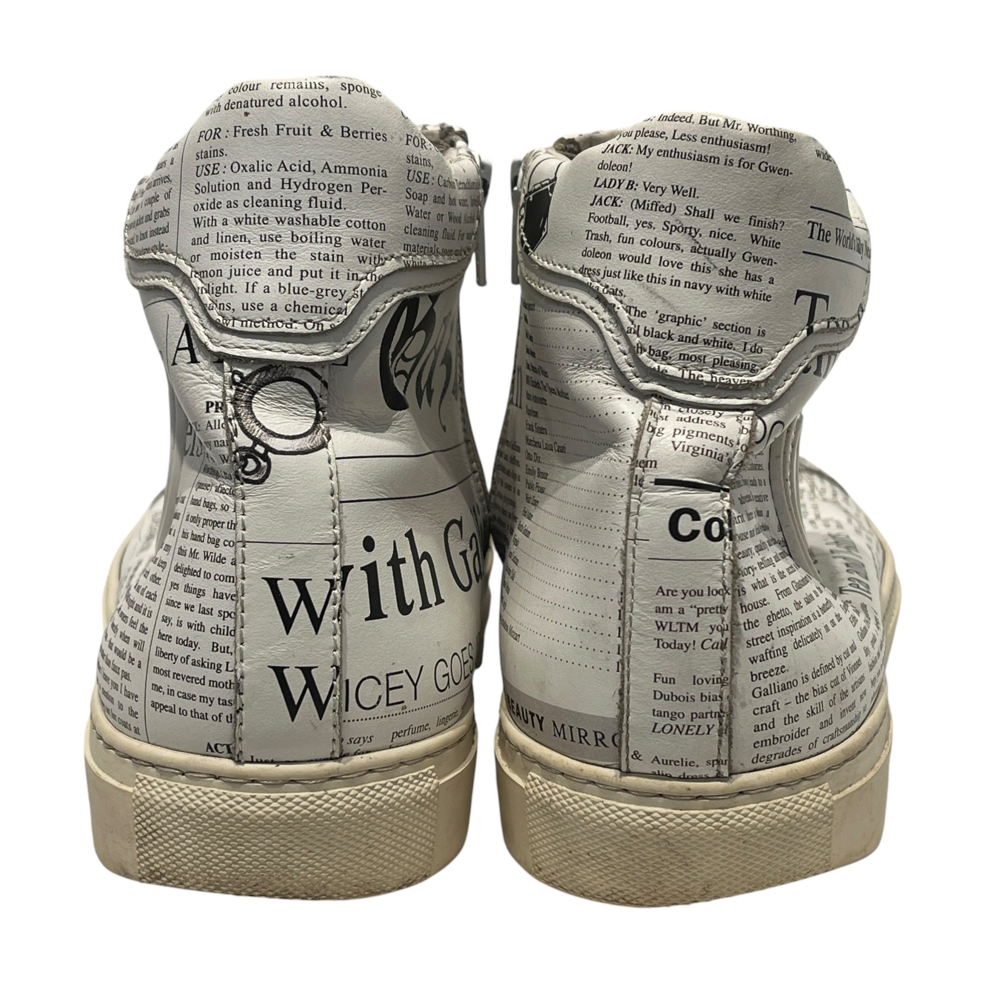 John Galliano/Hi-Sneakers/EU 43/All Over Print/Leather/WHT/newspaper sneaker view 5