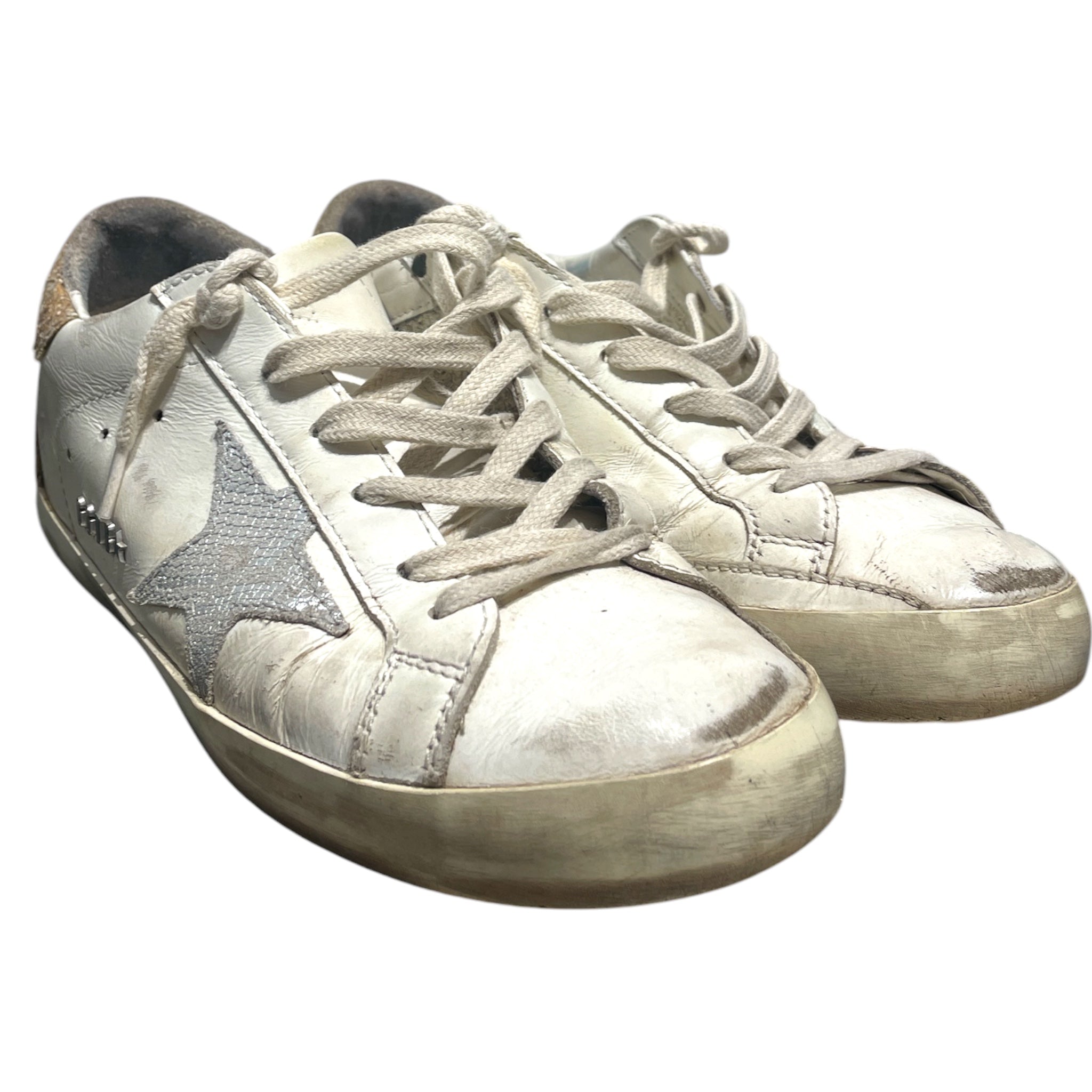GOLDEN GOOSE/Low-Sneakers/EU 37/Leather/WHT/cml glitter view 1