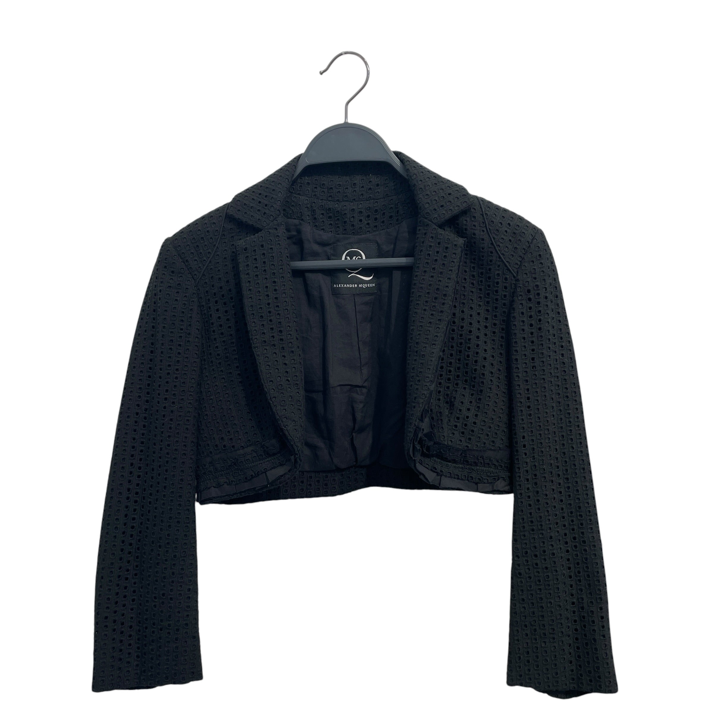 Alexander McQueen/Tailored Jkt/36/Cotton/BLK/cropped collared jacket view 1