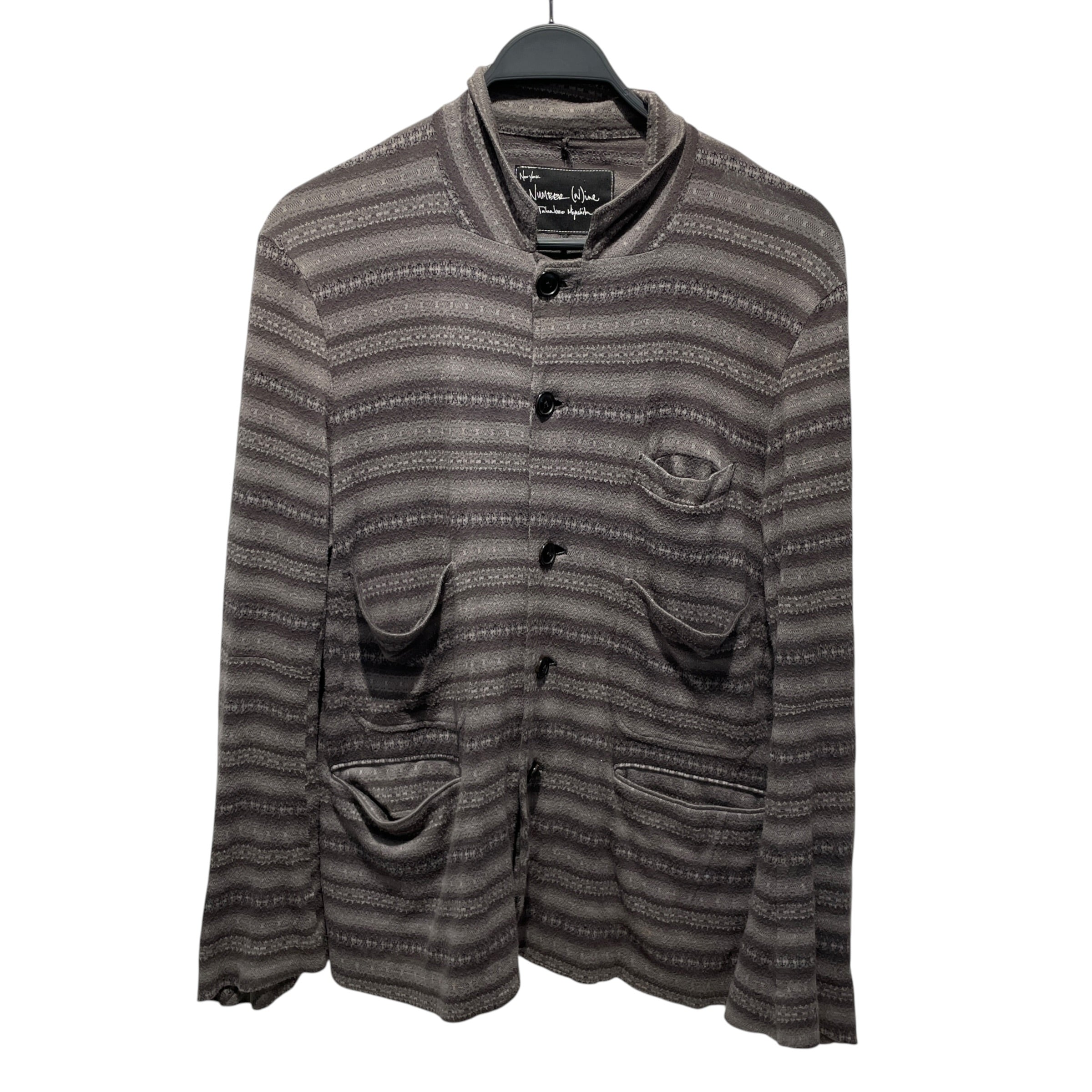 NUMBER (N)INE/Cardigan/3/Stripe/Cotton/GRY/SS08 MA-1 Knit view 1