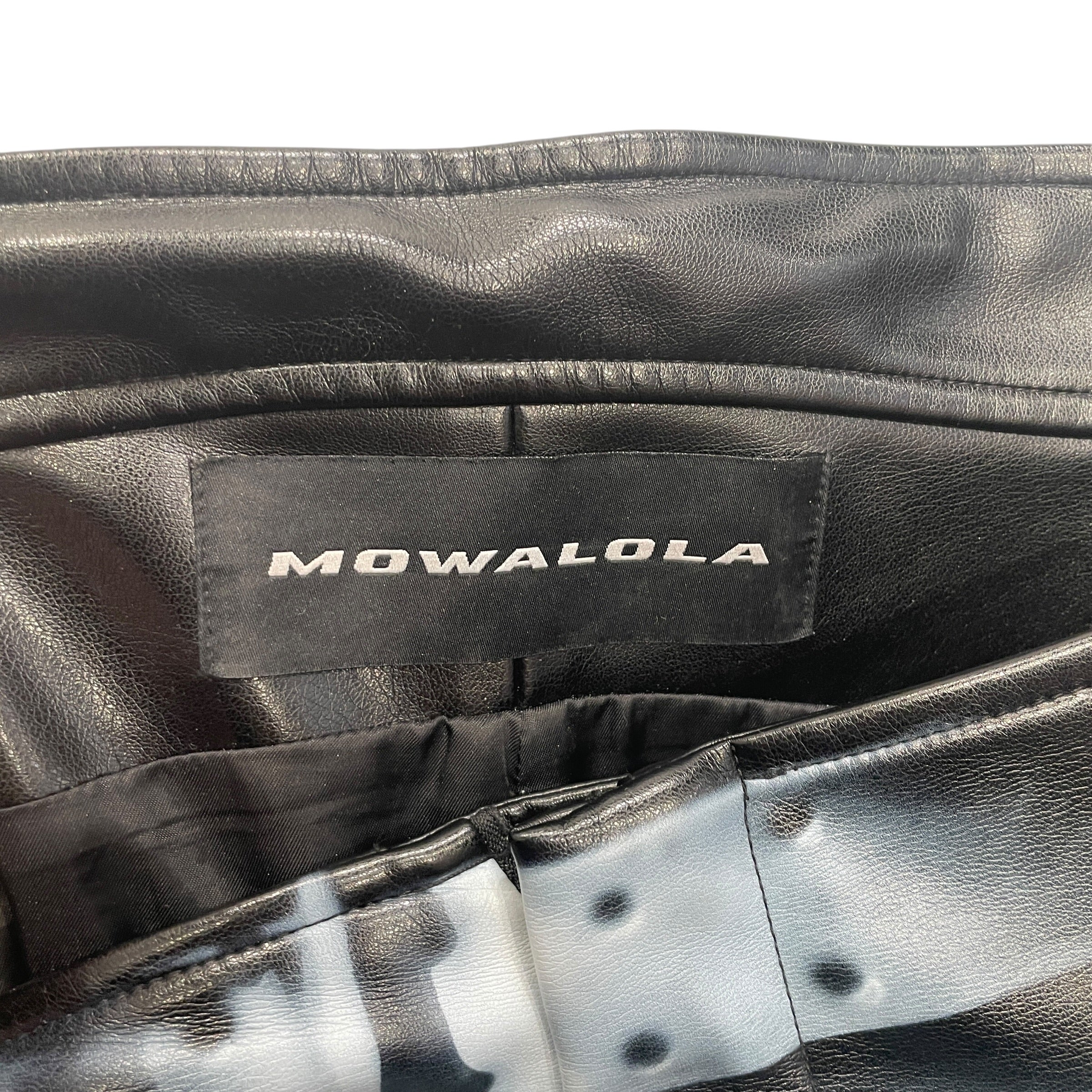 MOWALOLA/Straight Pants/30/Faux Leather/BLK/AIRBRUSHED GROPE view 3