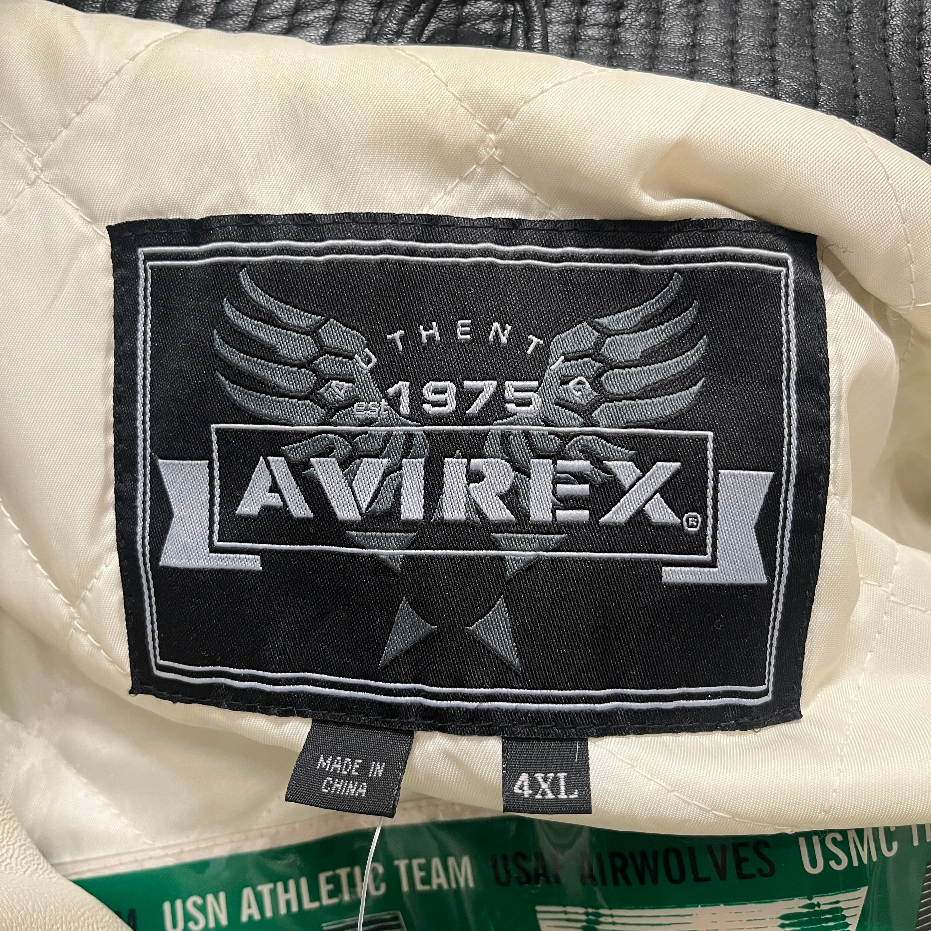 AVIREX/Leather Jkt/XXXXL/Leather/WHT/USMC TITANS view 3