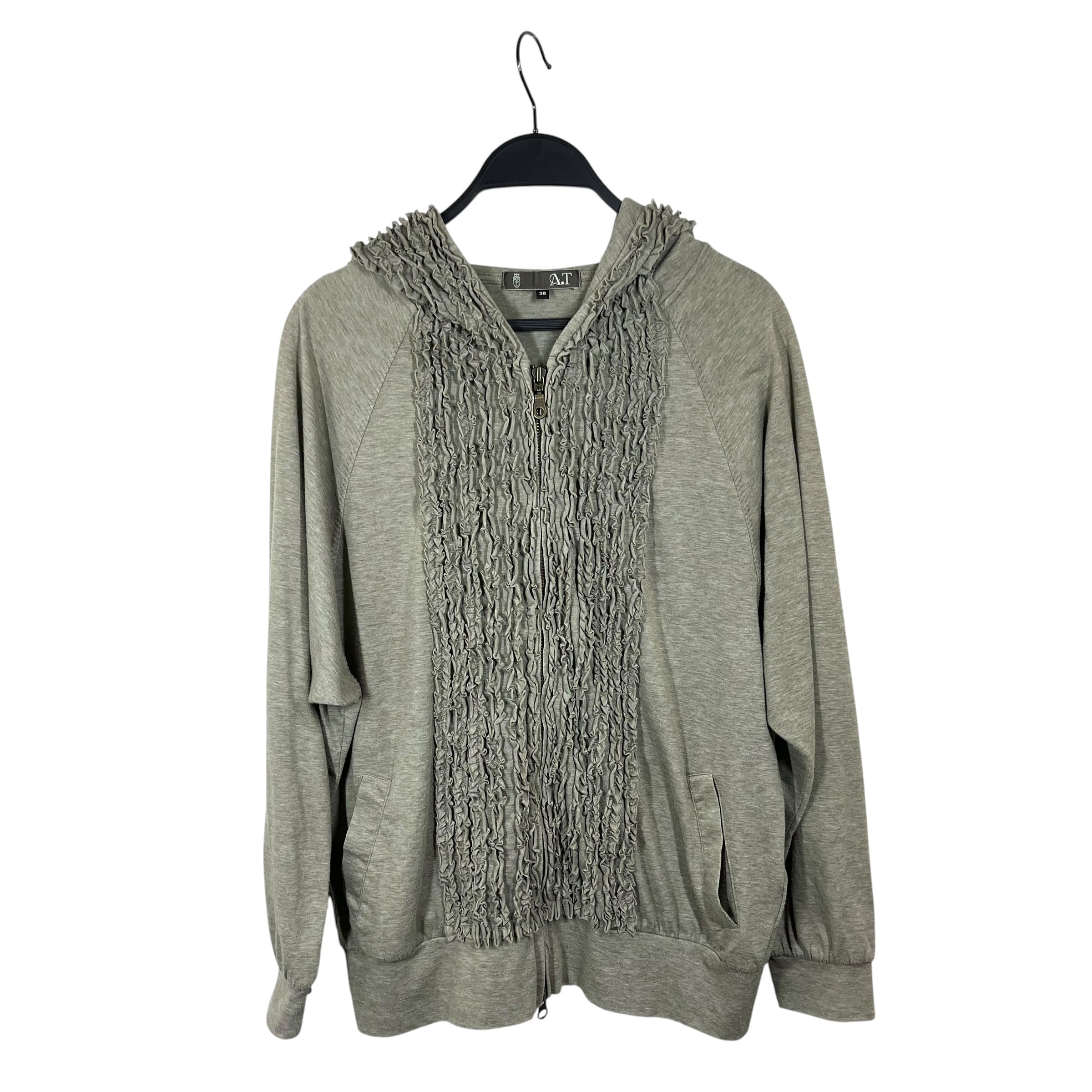 ATSURO TAYAMA/Zip Up Hoodie/38/Cotton/GRY/RUFFLE ZIP UP view 1