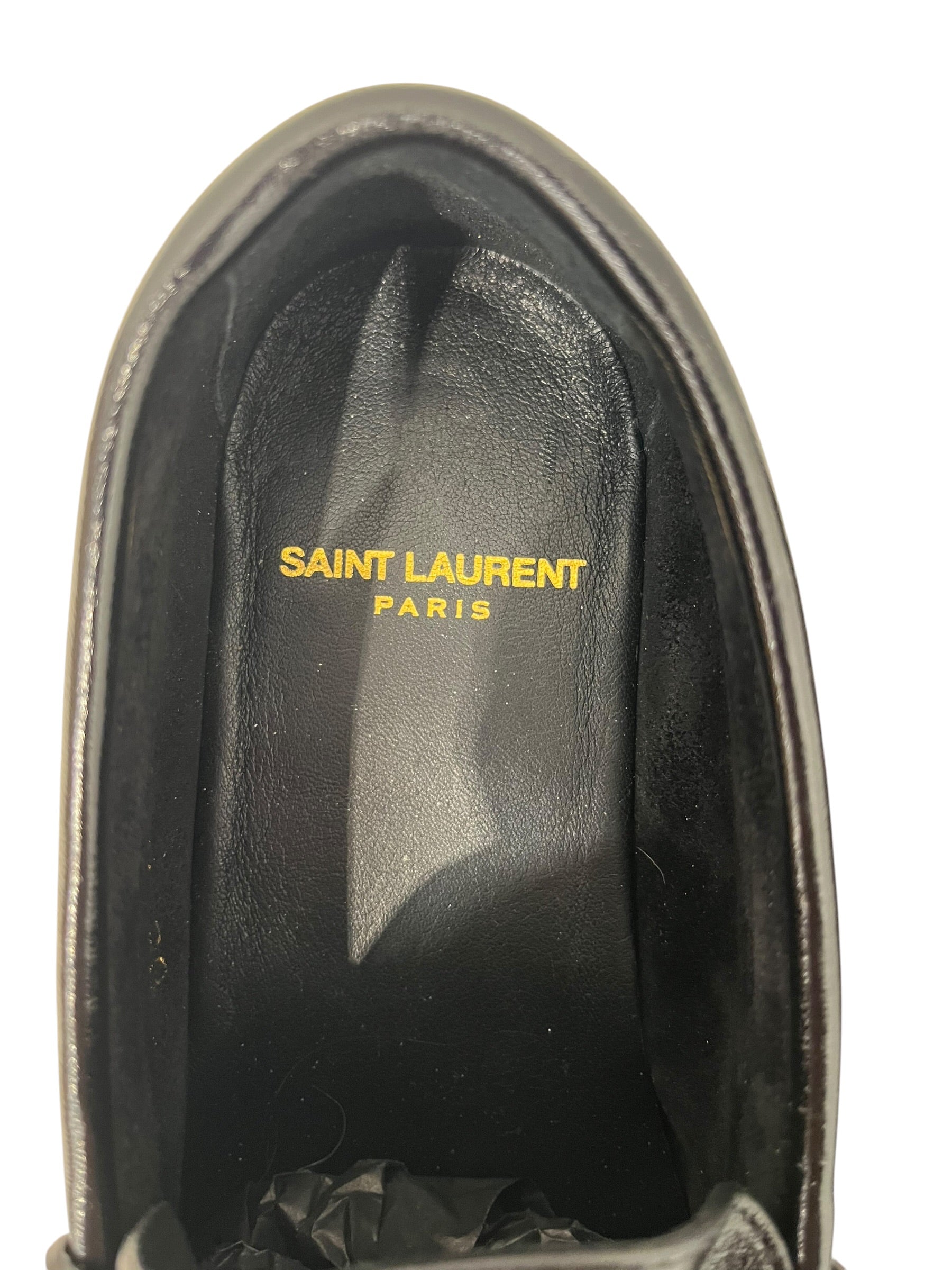 SAINT LAURENT/Loafers/EU 37/Leather/BLK/ruffled front penny loafer view 6