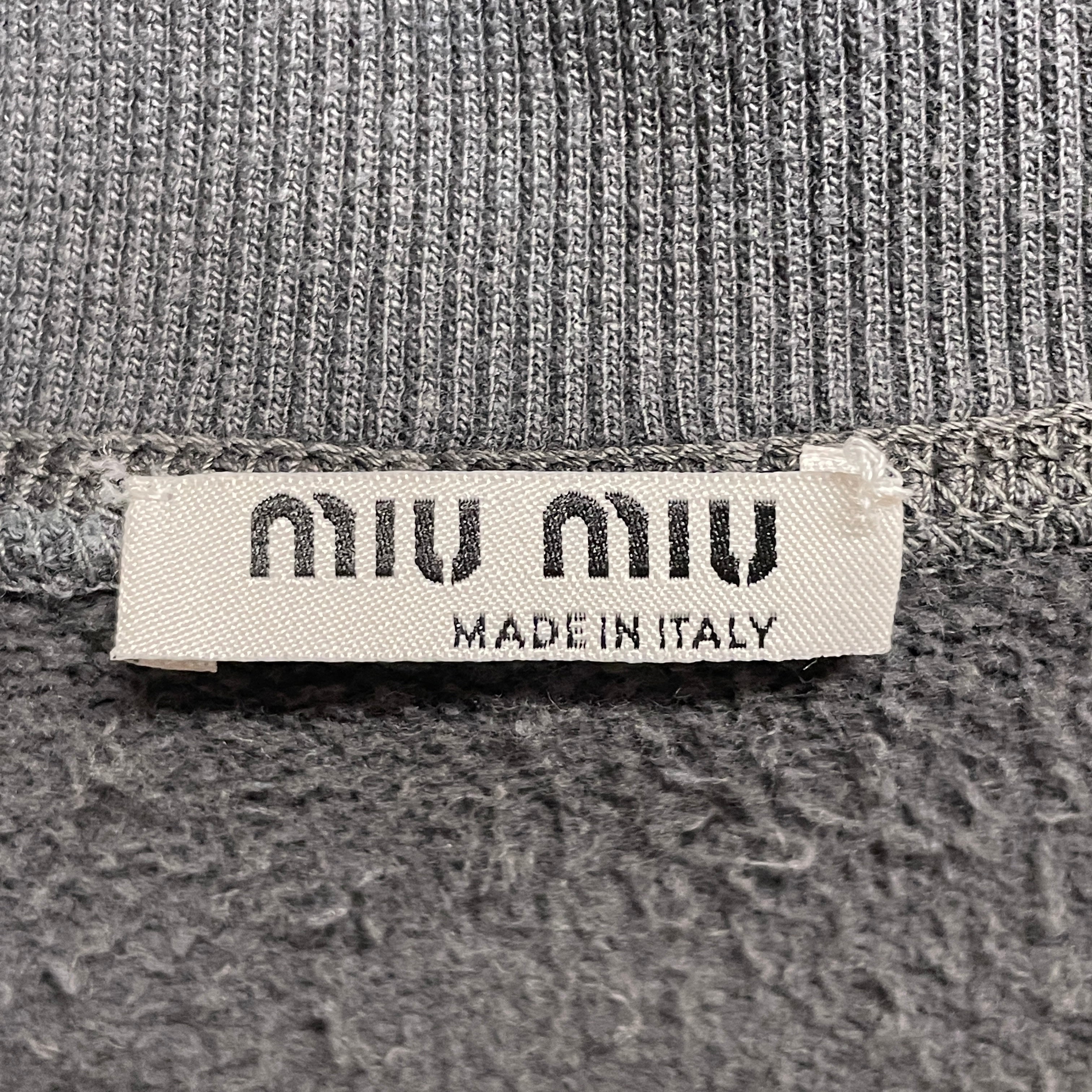 MIU MIU/T-Shirt/S/Cotton/GRY/tank, red logo on back view 3